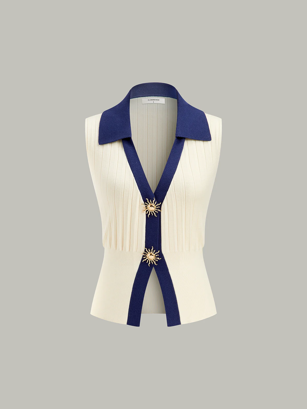 Two-Tone Collared Knit Vest - Image 8
