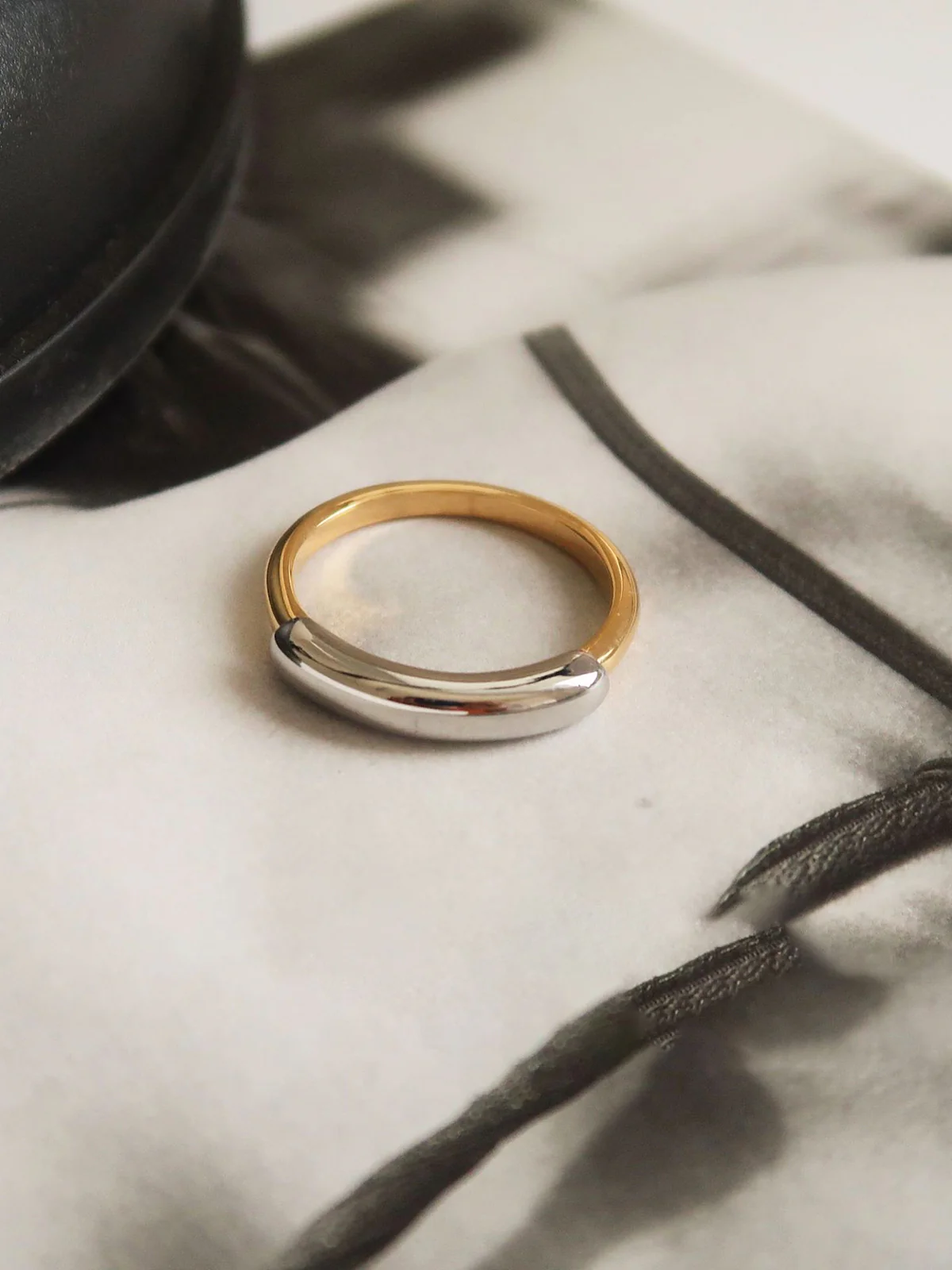 Two Tone Glossy Hoop Ring - Image 2
