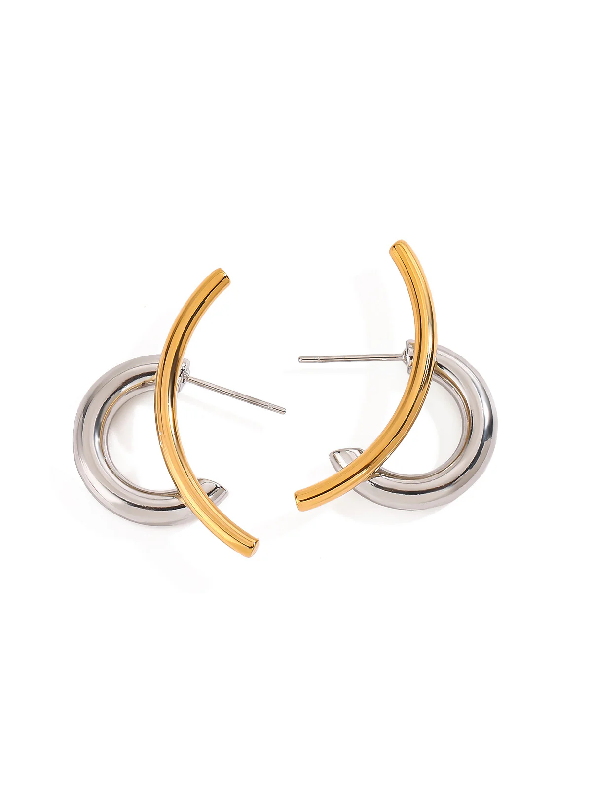 Two-Tone Intertwined Open Hoop Earrings - Image 3