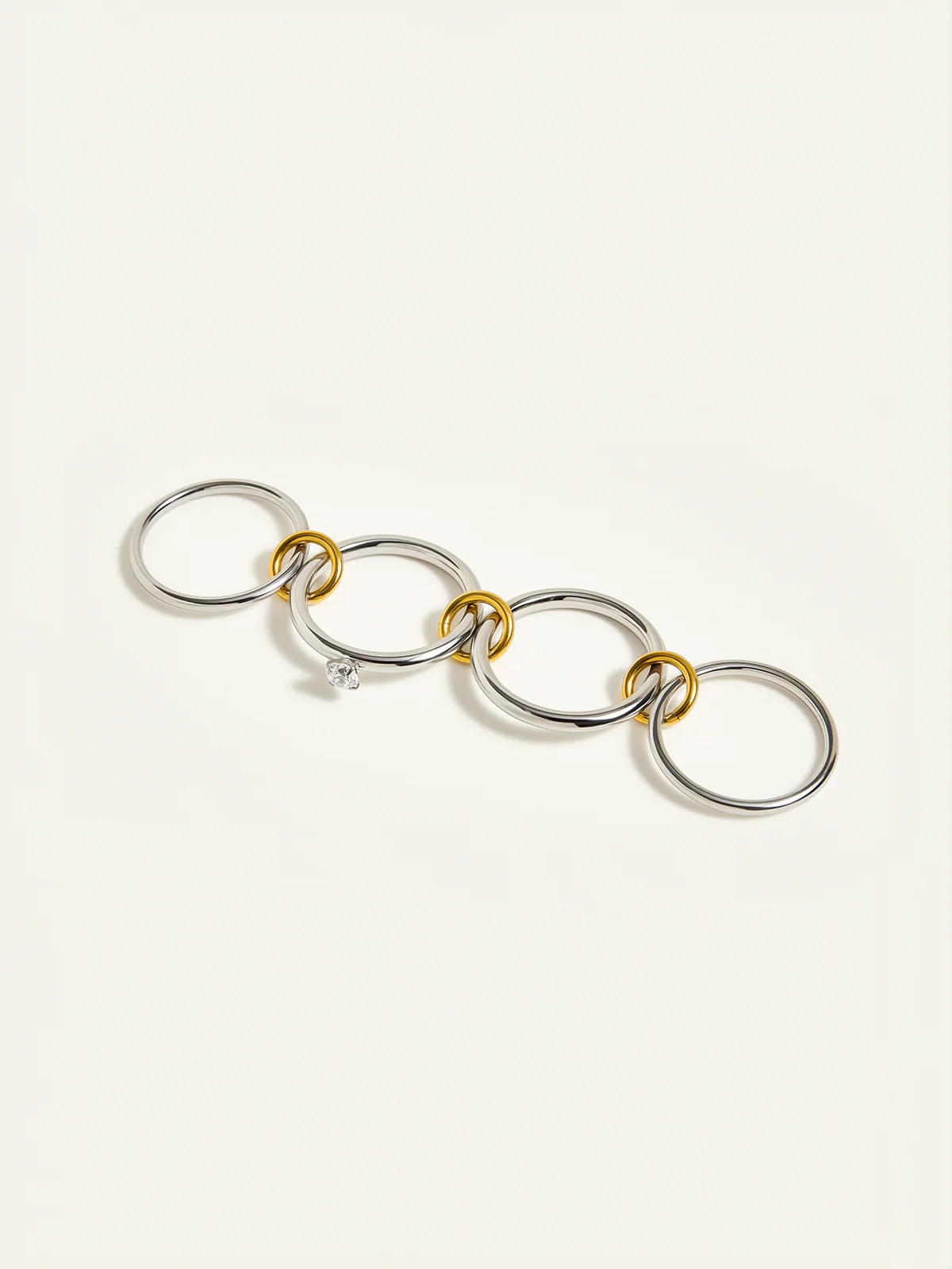 Two-Tone Layered Ring with Diamond Accent - Image 2