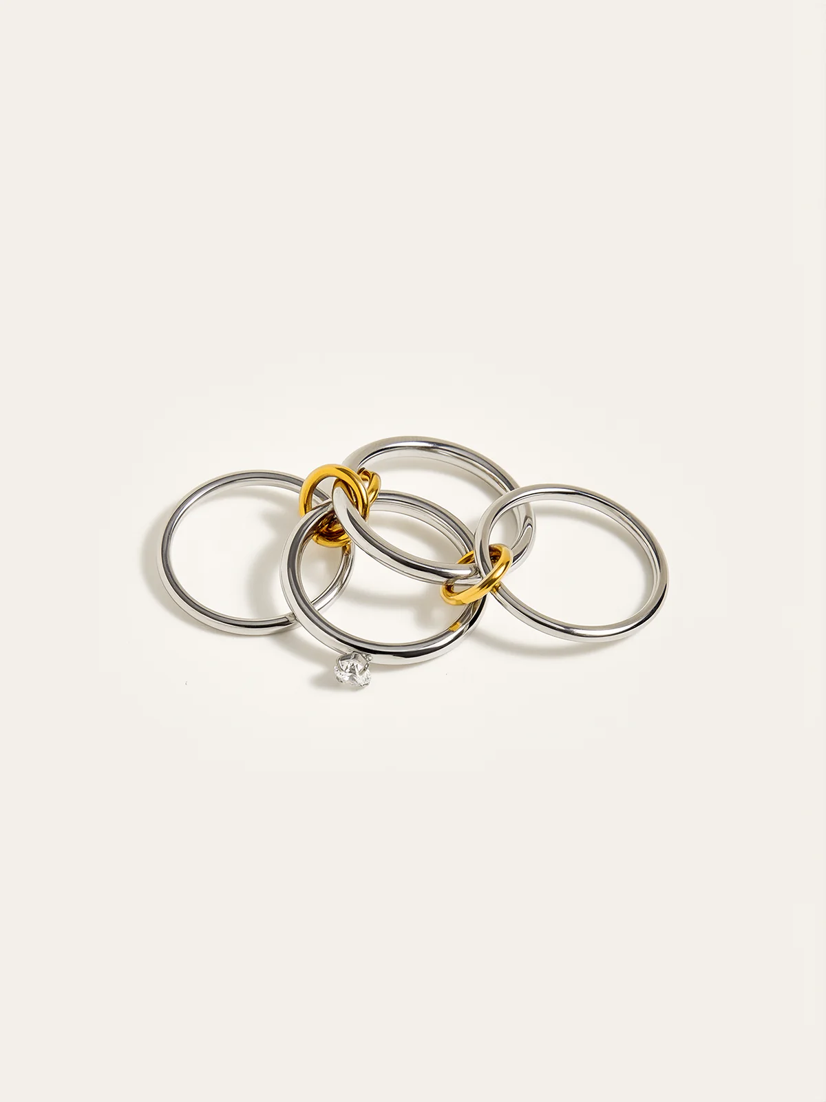 Two-Tone Layered Ring with Diamond Accent - Image 3