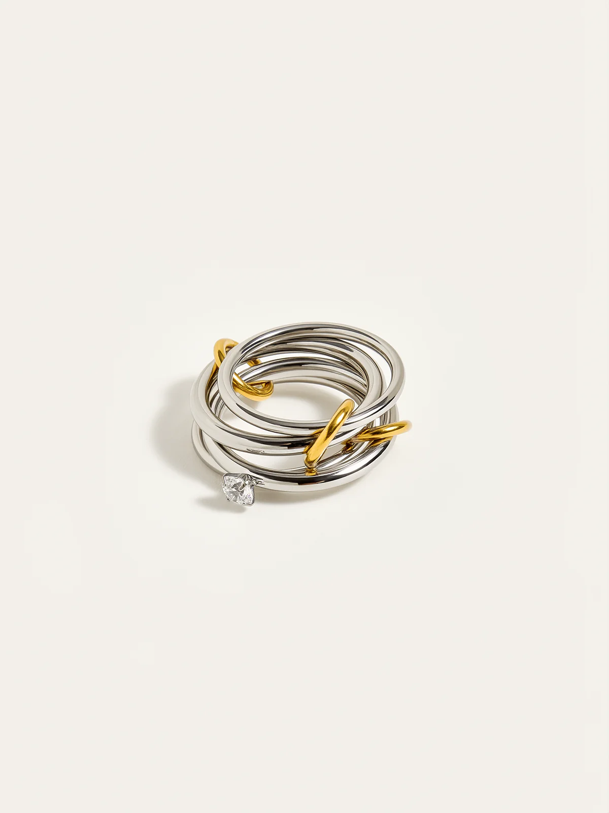 Two-Tone Layered Ring with Diamond Accent - Image 4