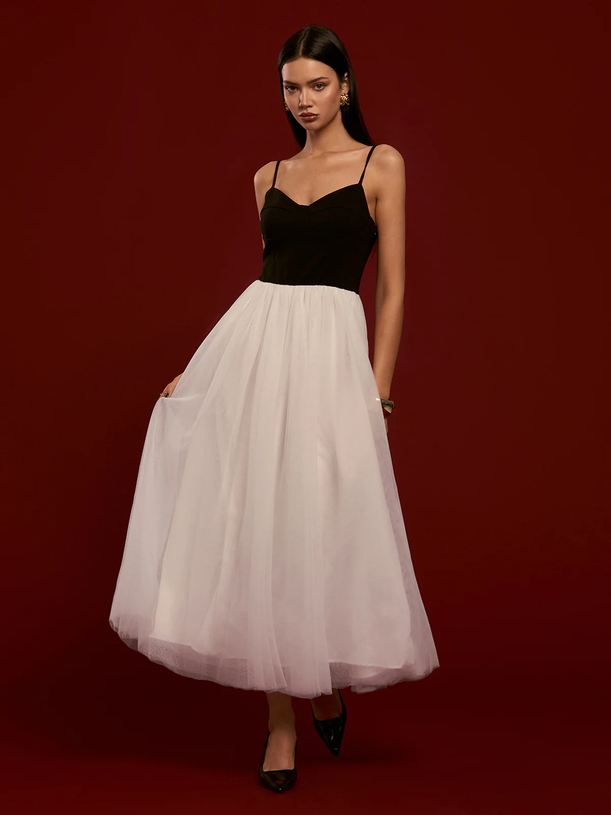 Two-Tone Mesh Cami Dress - Image 6