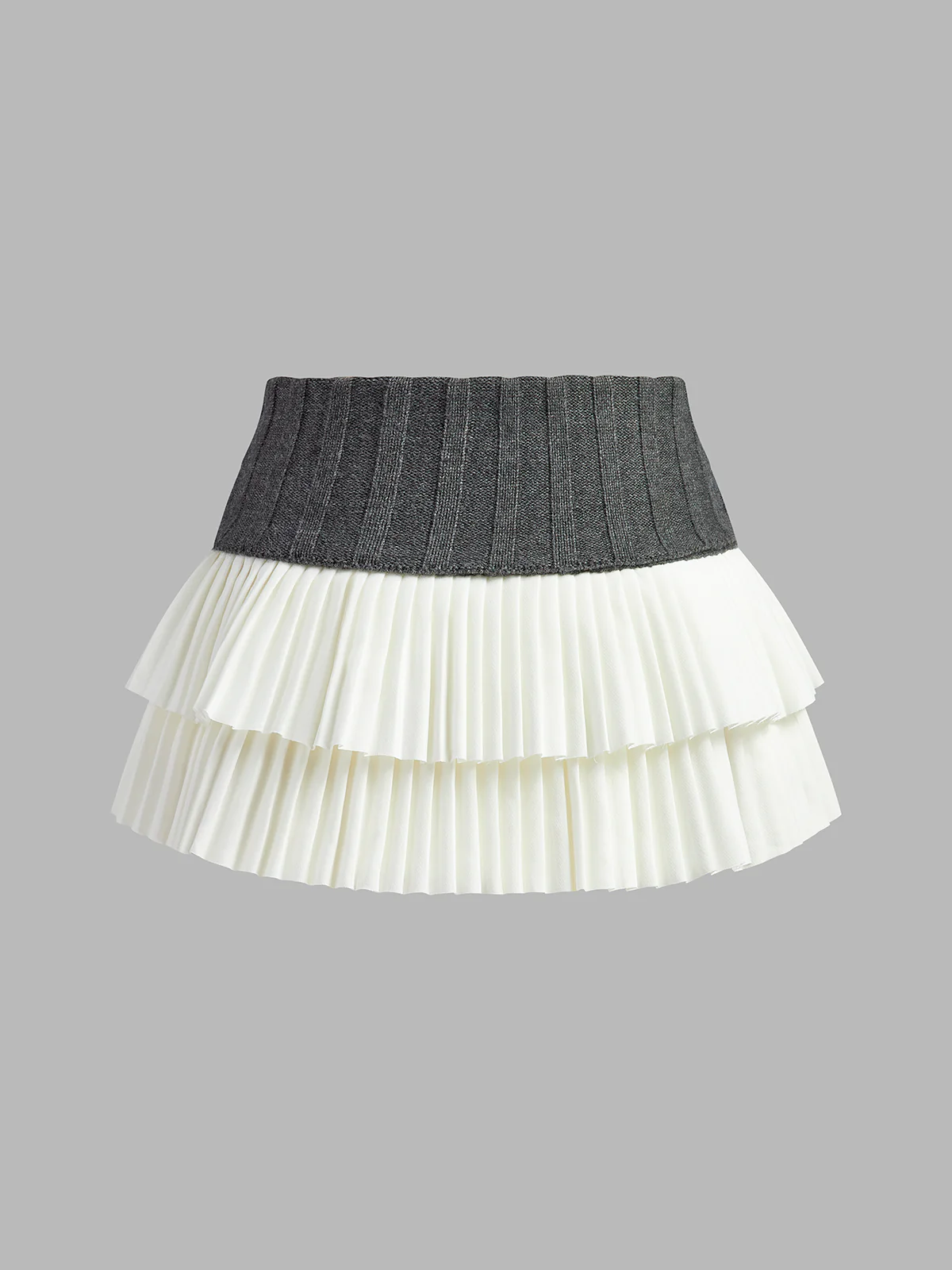 Two-Tone Pleated Mini Skirt - Image 3