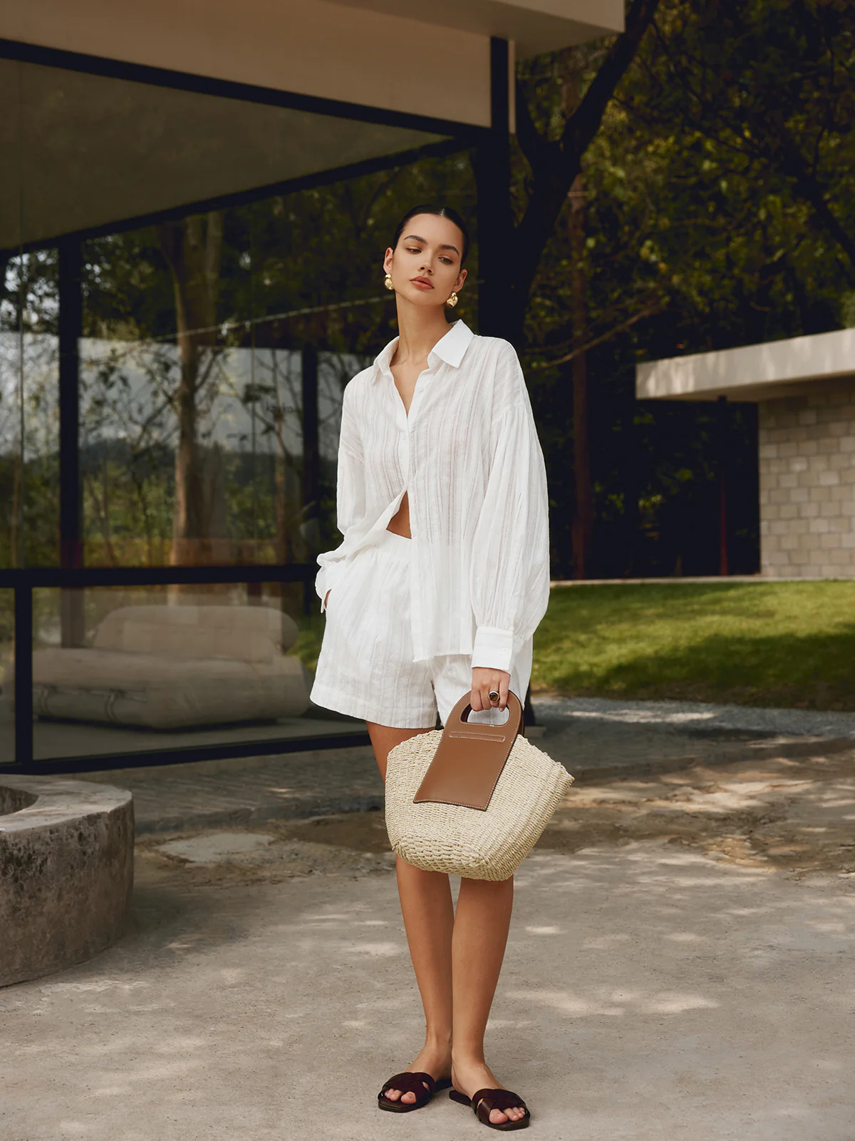 Two Tone Straw Bag - Image 5