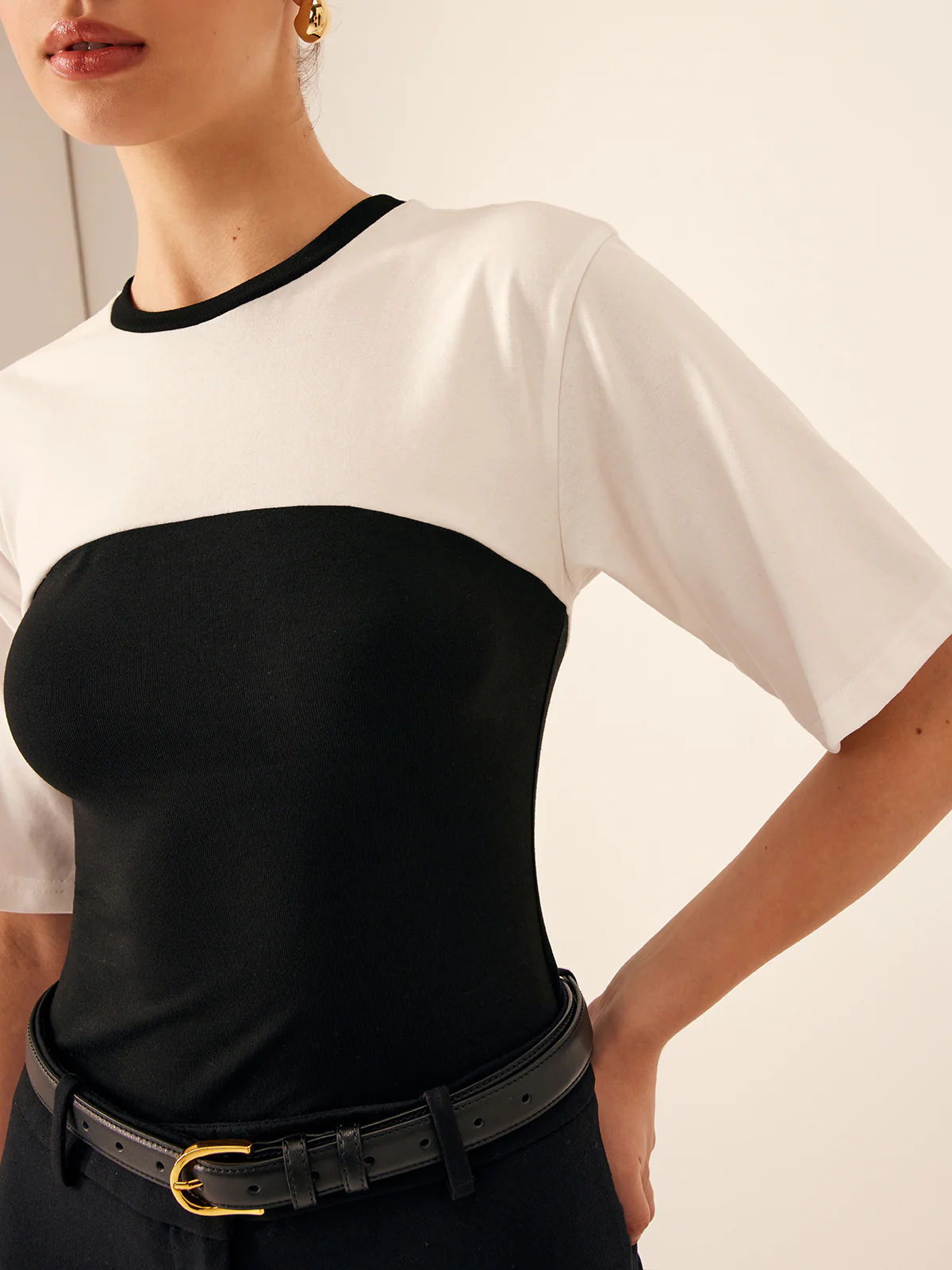 Two Tone Stretch Jersey T-Shirt - Image 4