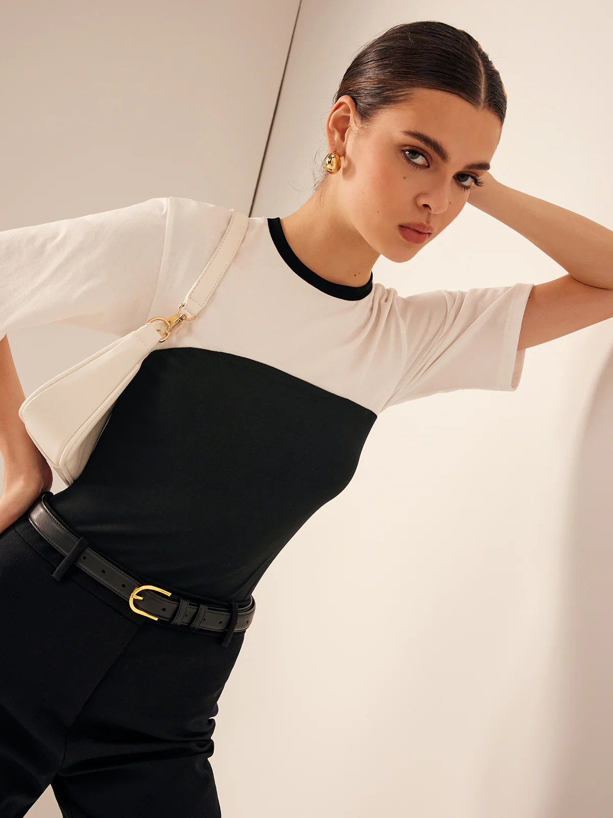 Two Tone Stretch Jersey T-Shirt - Image 5