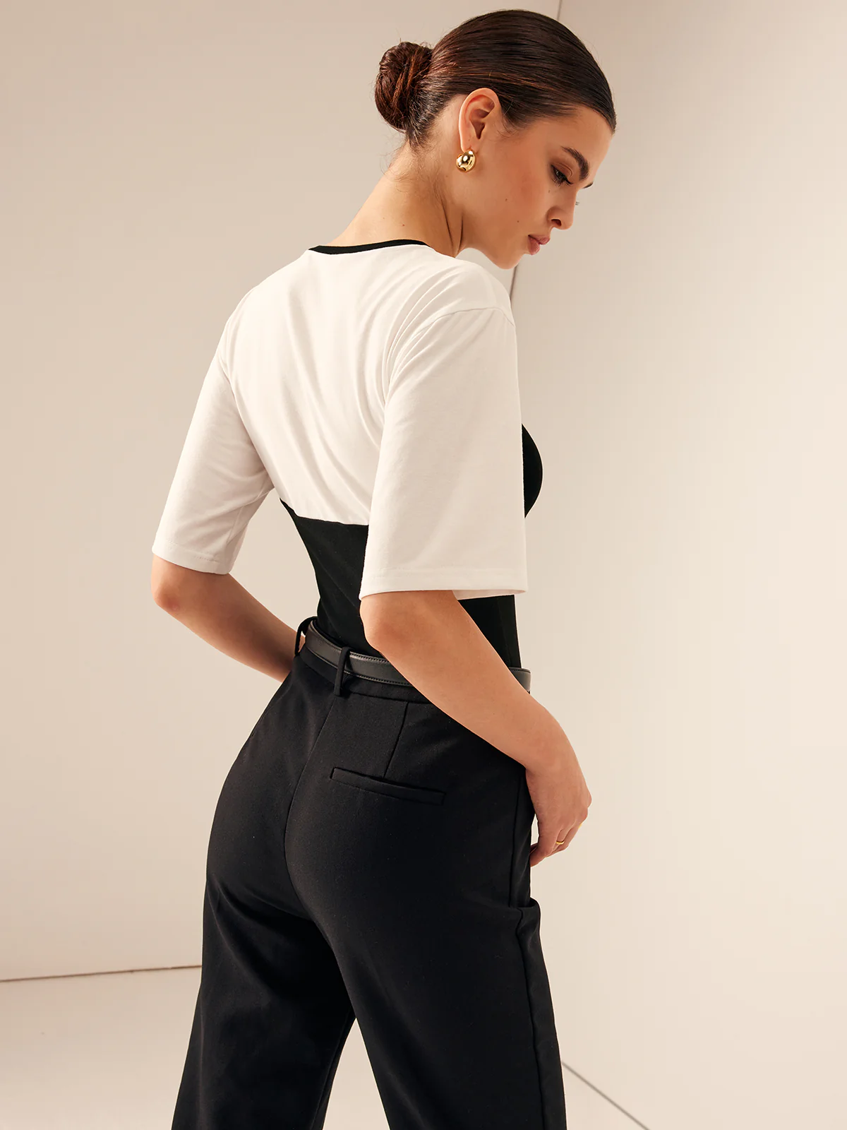 Two Tone Stretch Jersey T-Shirt - Image 6