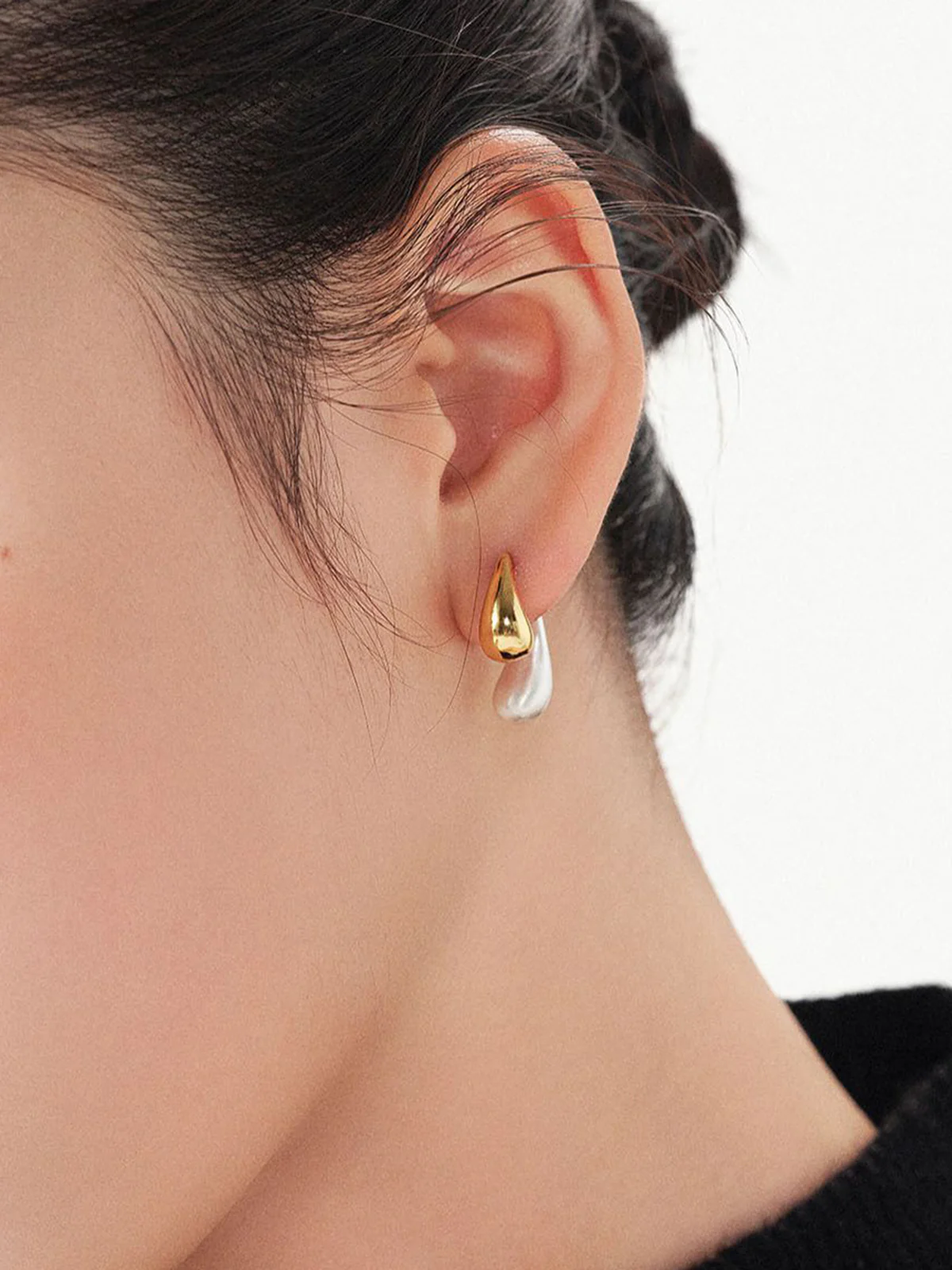 Two-Tone Water Drop Earrings - Image 2