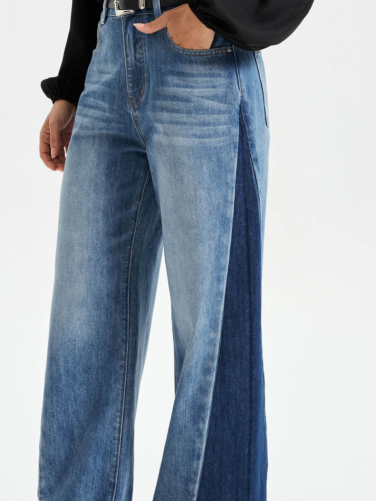 Two Tone Wide Leg Barrel Jeans - Image 2