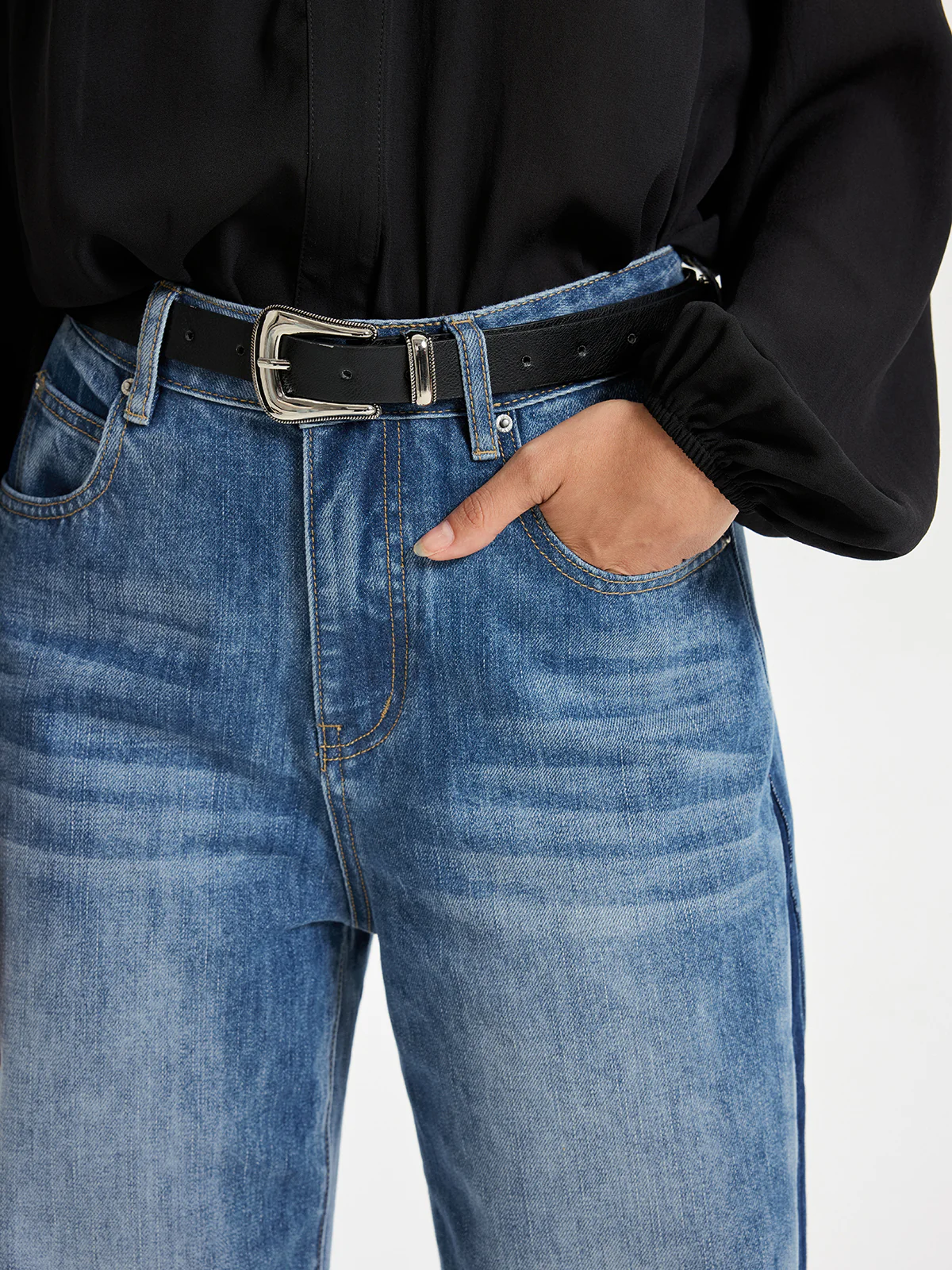 Two Tone Wide Leg Barrel Jeans - Image 3