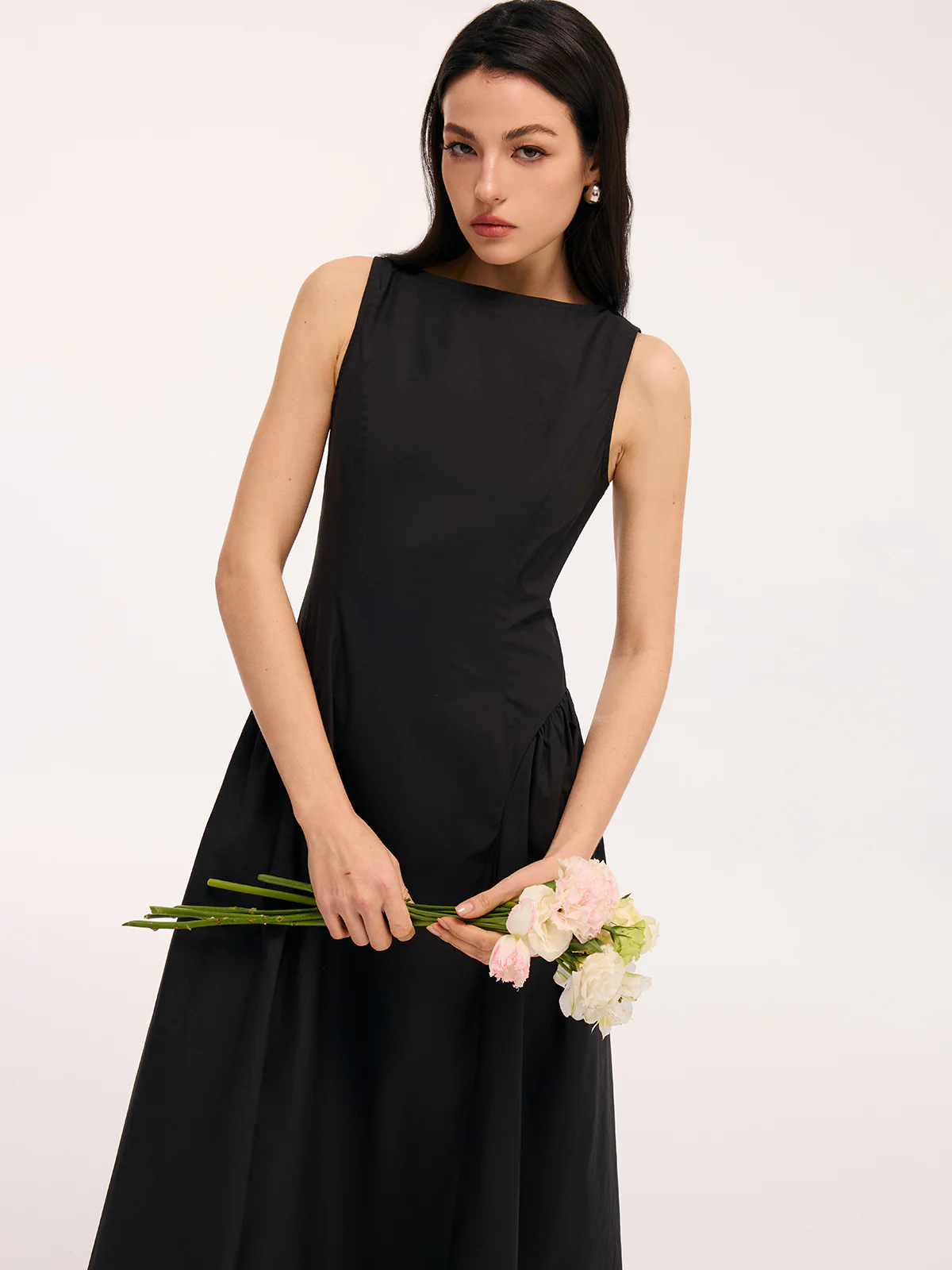 Umbrella Hem Backless Cotton Sleeveless Maxi Dress - Image 3