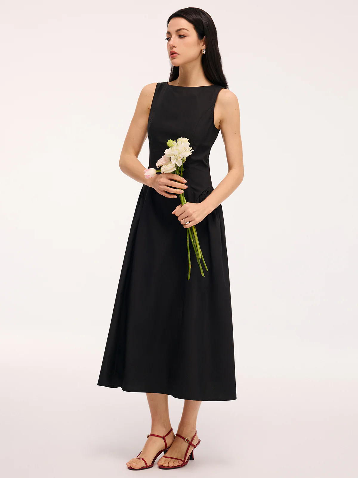 Umbrella Hem Backless Cotton Sleeveless Maxi Dress - Image 5
