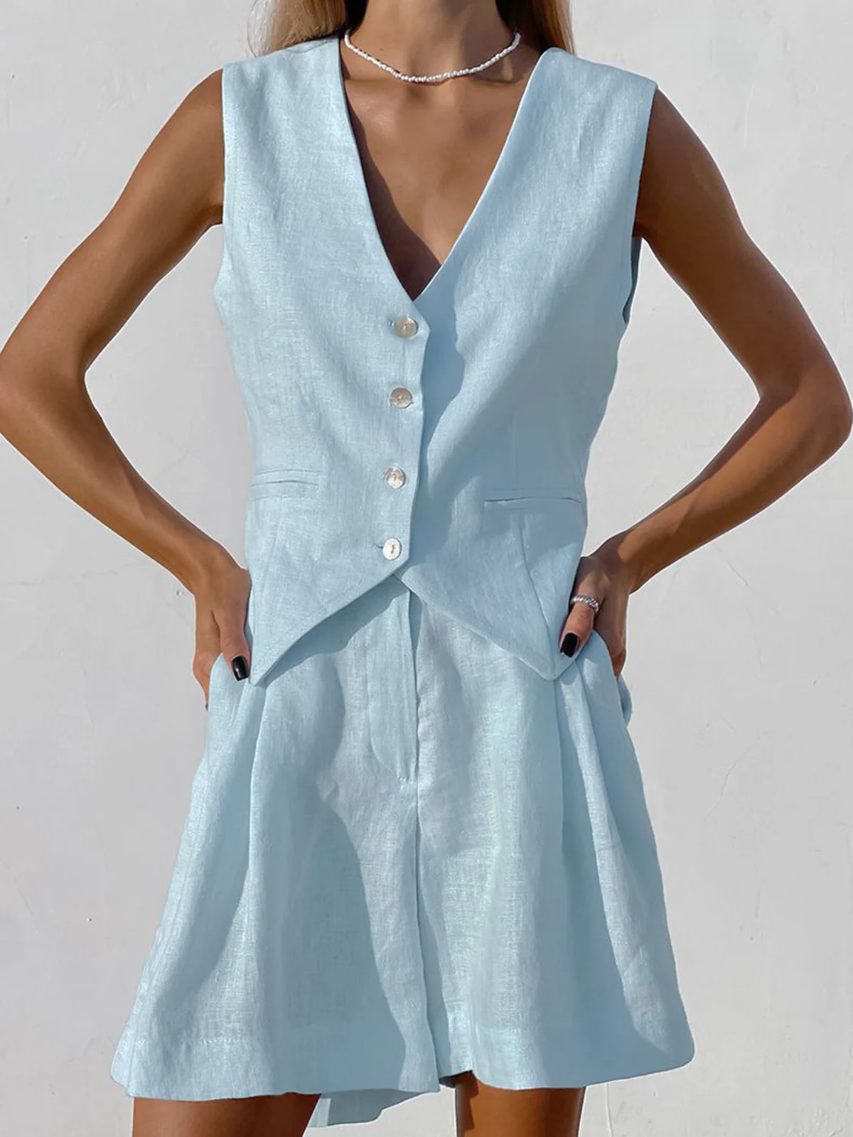 Paros Cover Up Two Piece Shorts Set - Image 5