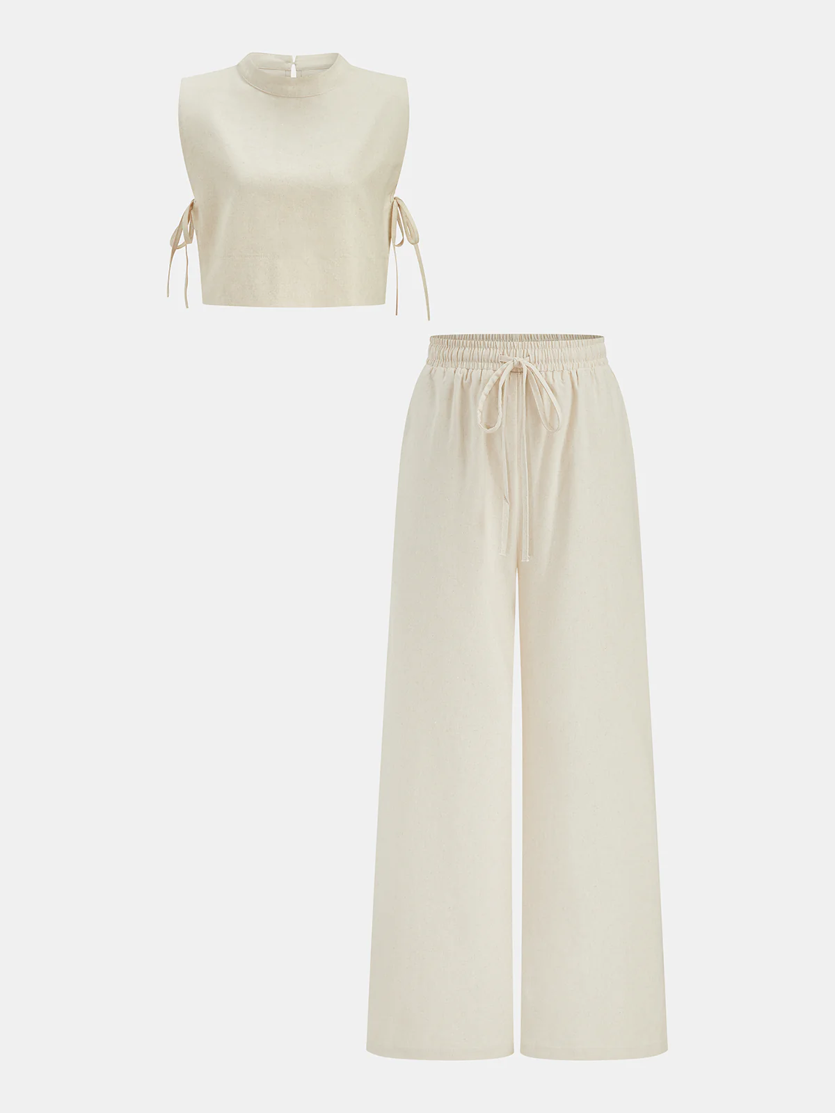 Utility Linen Two Piece Wide Leg Pants Set - Image 4