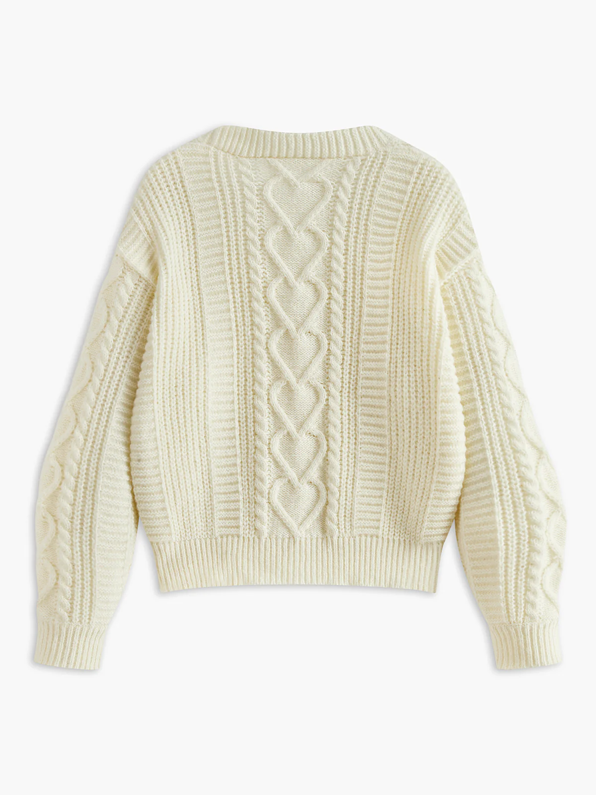 V-Neck Button Mechanism Cable Cardigan - Image 2