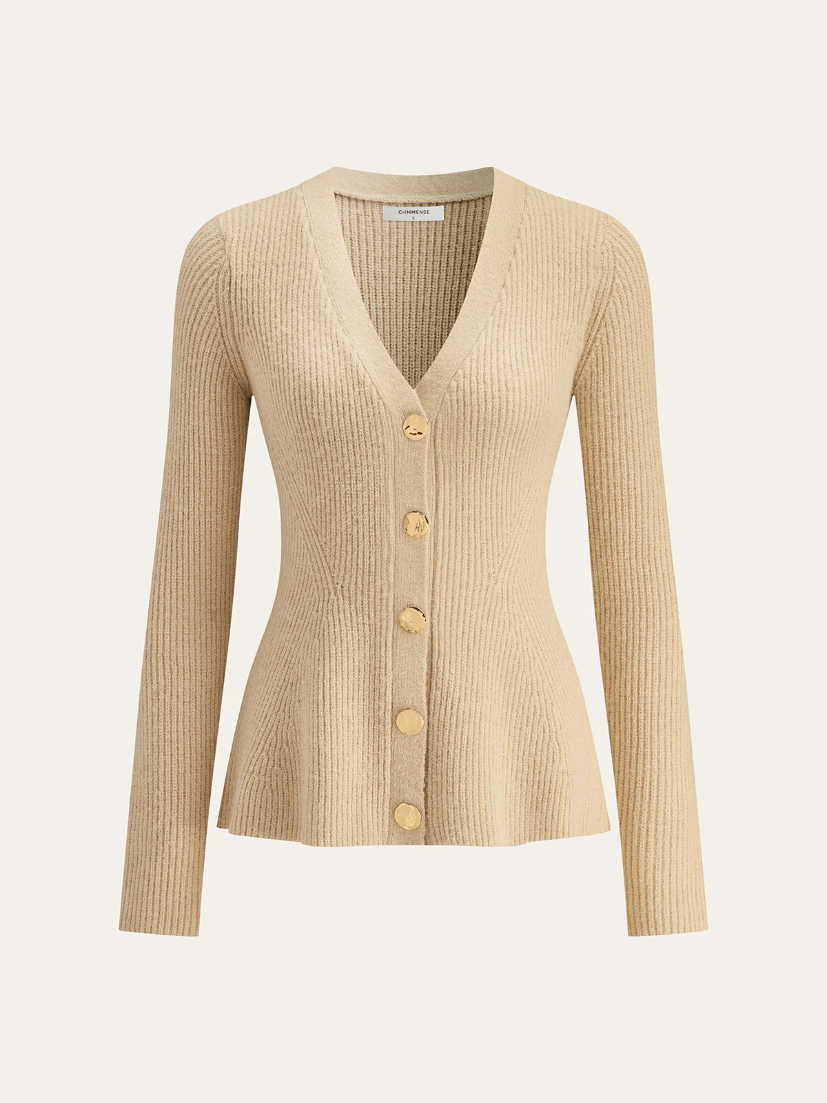 V-Neck Button Ribbed Cardigan - Image 2