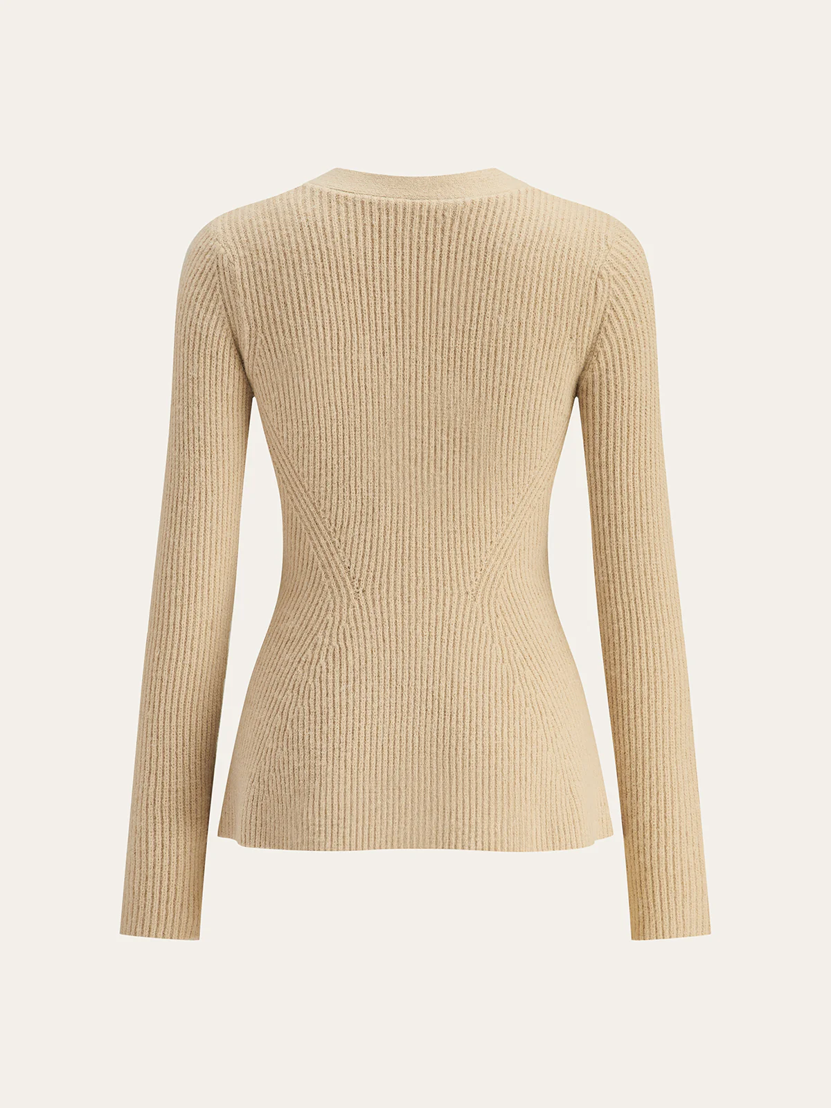 V-Neck Button Ribbed Cardigan - Image 3