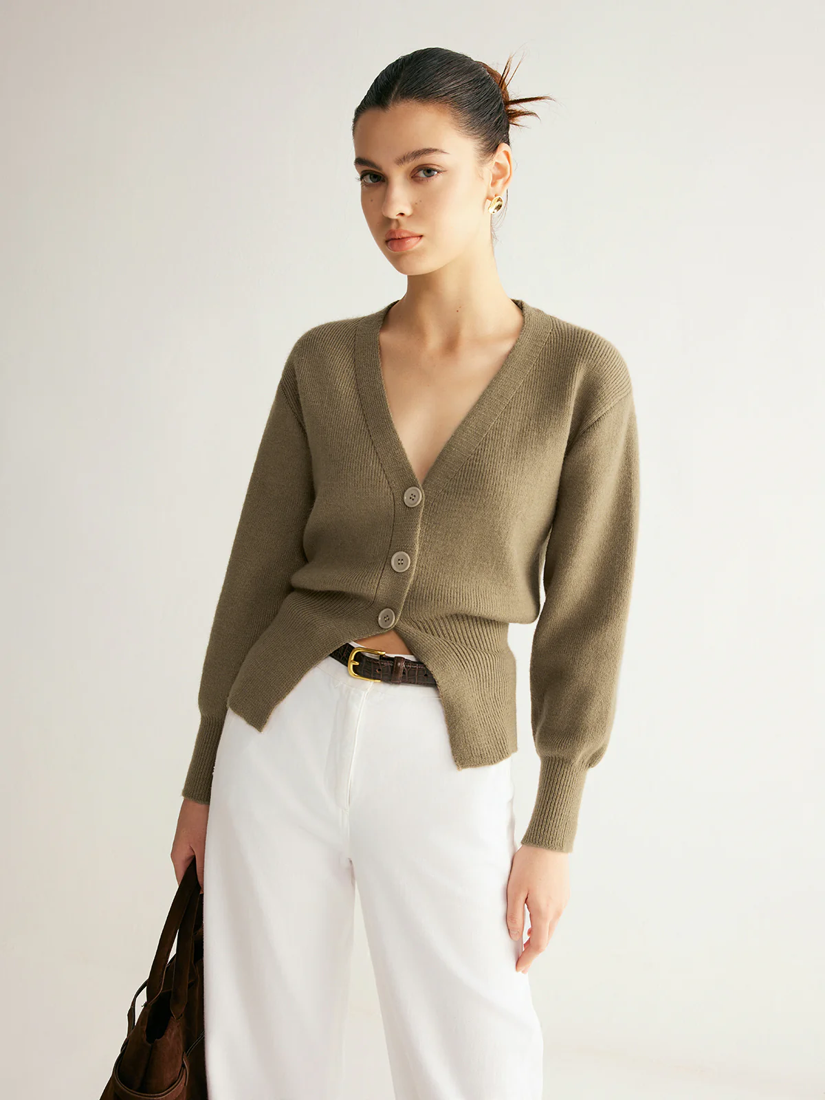 V-Neck Button Split Sweater - Image 6