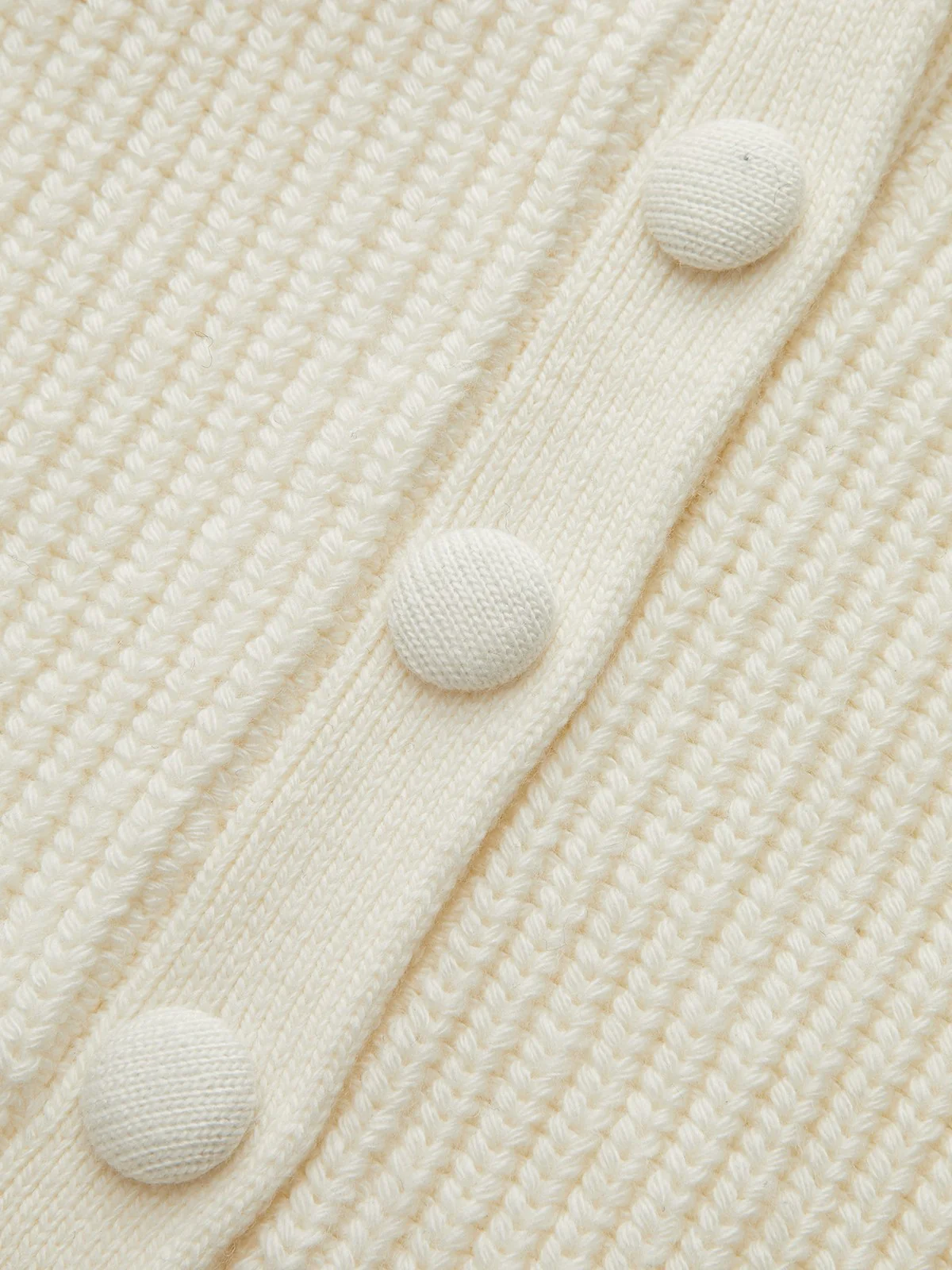 V-Neck Button Wool Blend Cable Knit Cardigan - Image 2