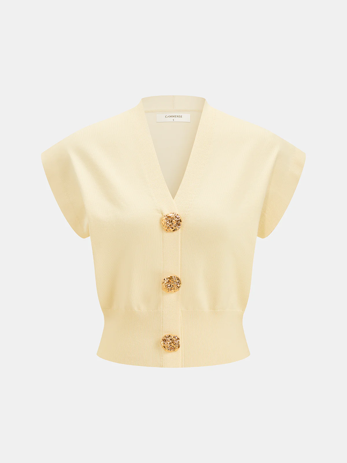 V-Neck Cap Sleeve Knit Top - Image 6