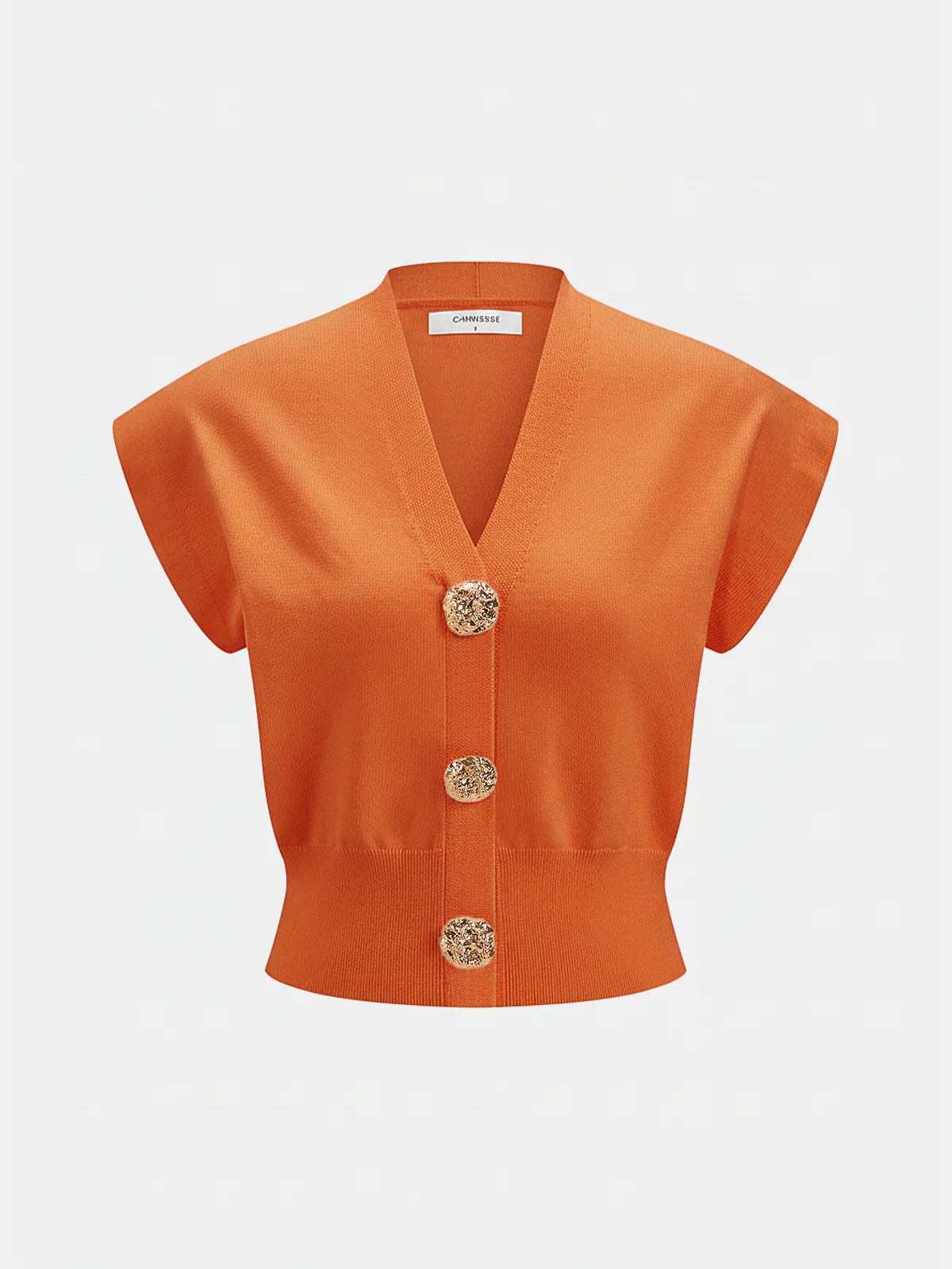V-Neck Cap Sleeve Knit Top - Image 9