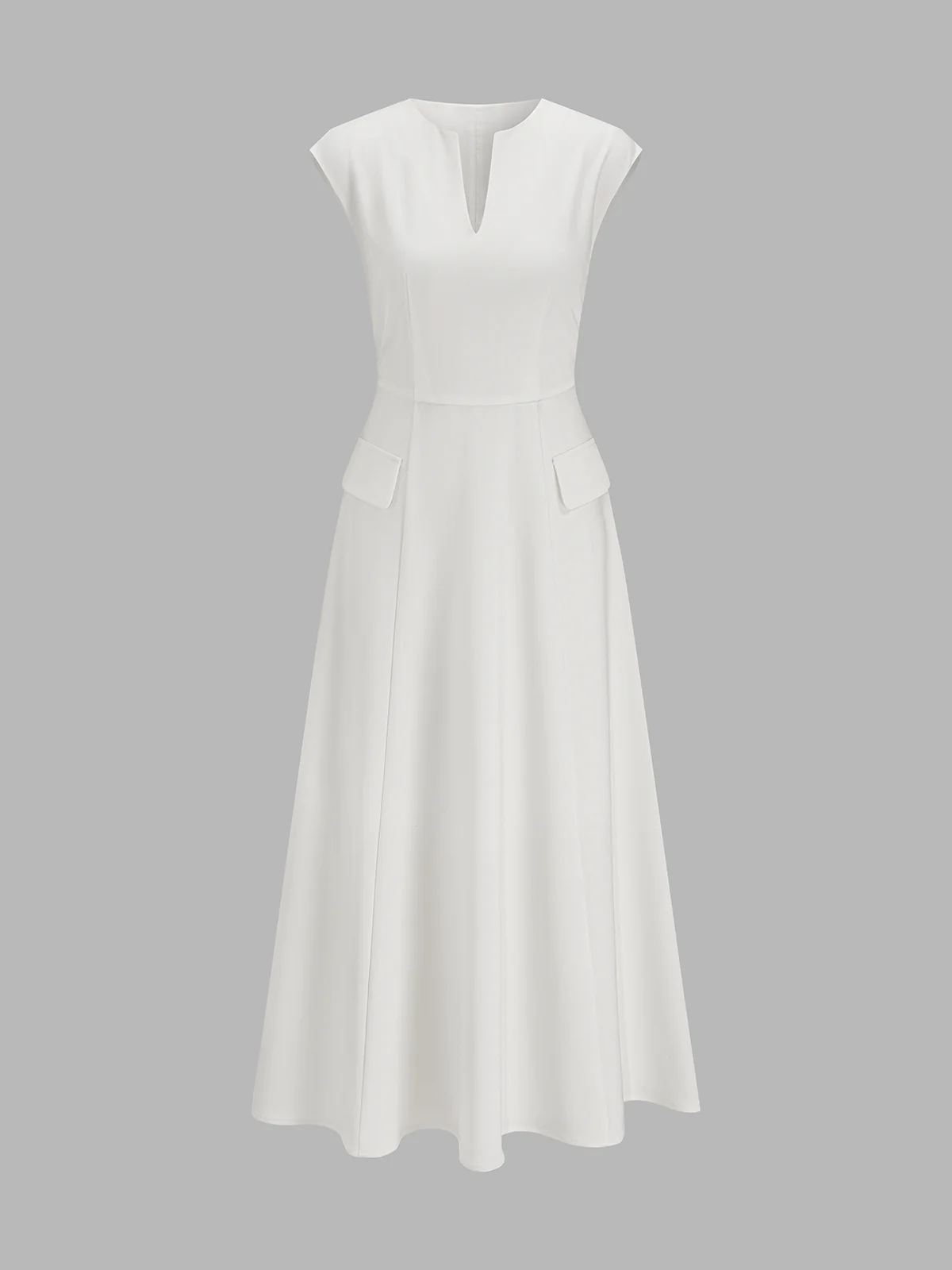 V Neck Cap Sleeve Midi Dress - Image 2