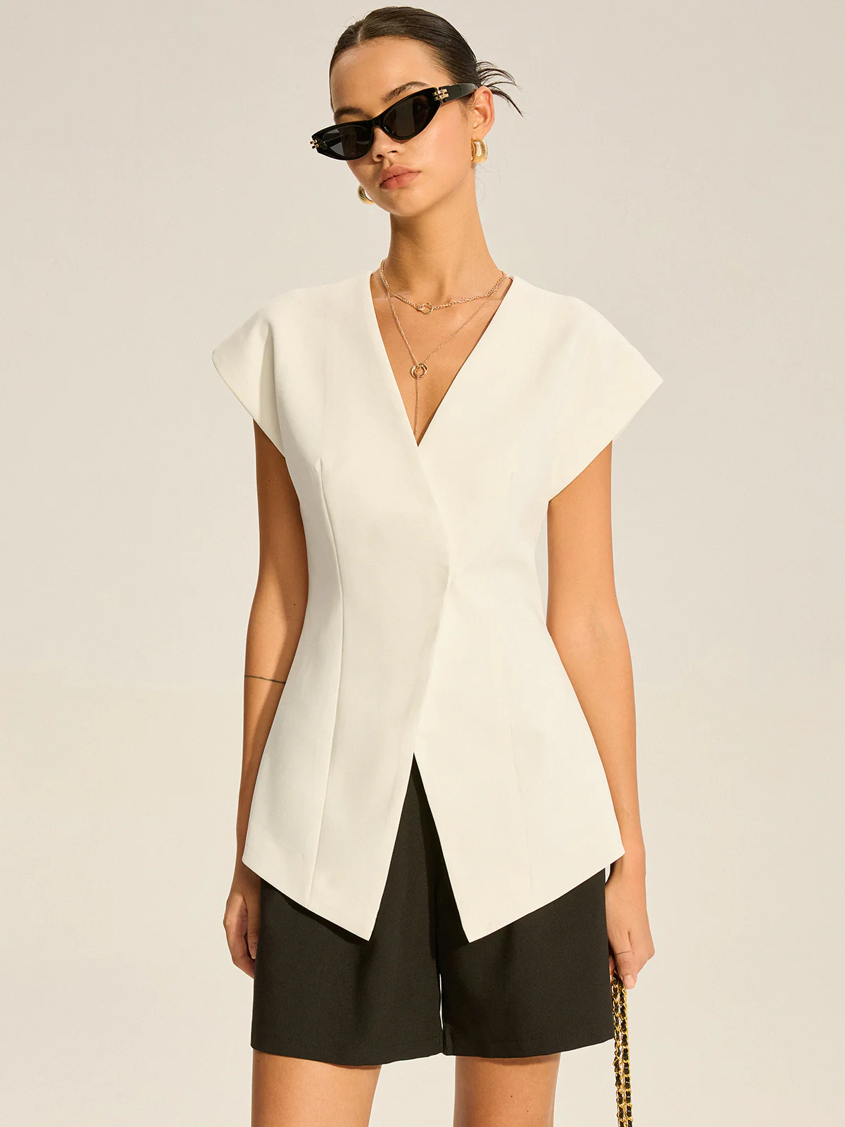 V-Neck Cap Sleeve Vest - Image 5