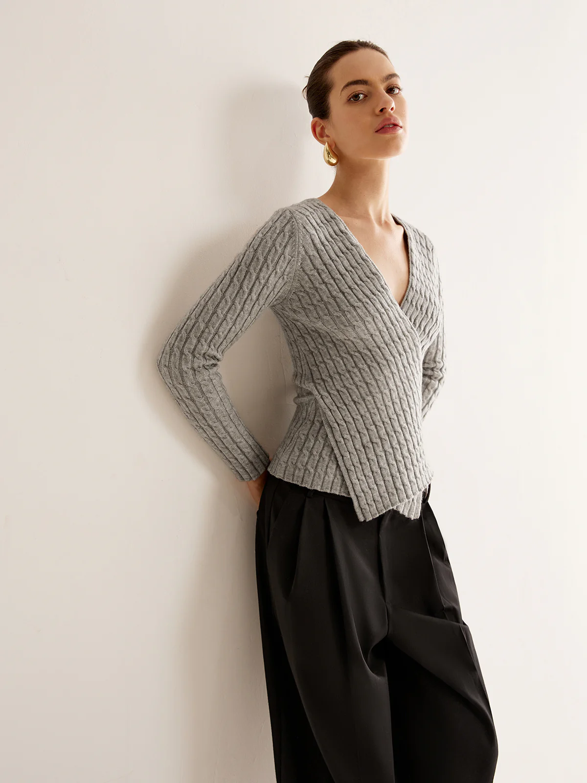 V-Neck Criss Cross Knit Top - Image 6