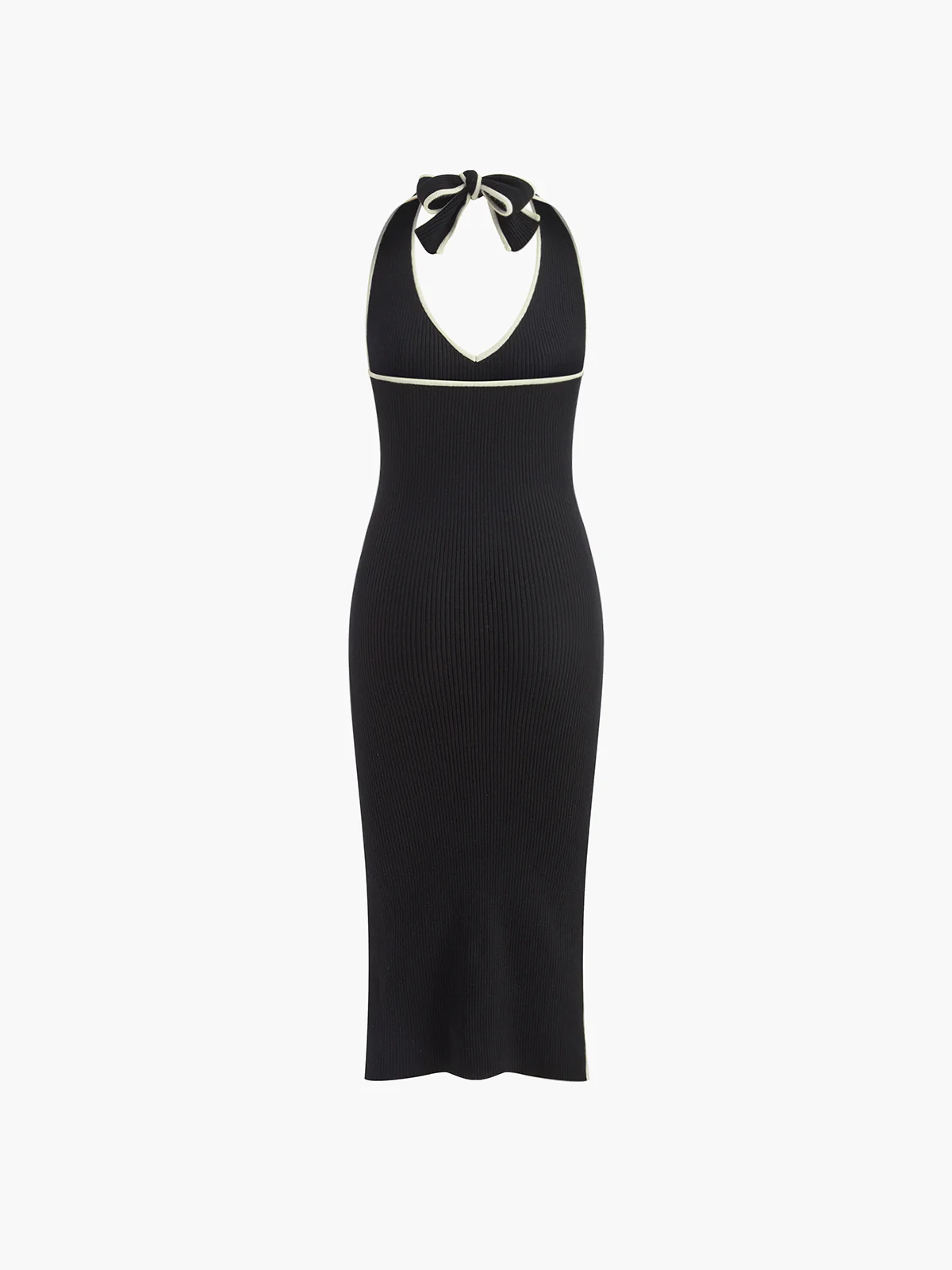 V Neck Halter Split Knit Dress - Image 8