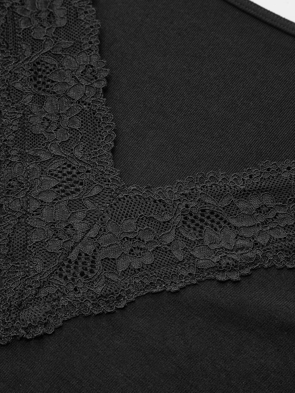 V-Neck Lace Trim Long Sleeve Bodysuit - Image 3