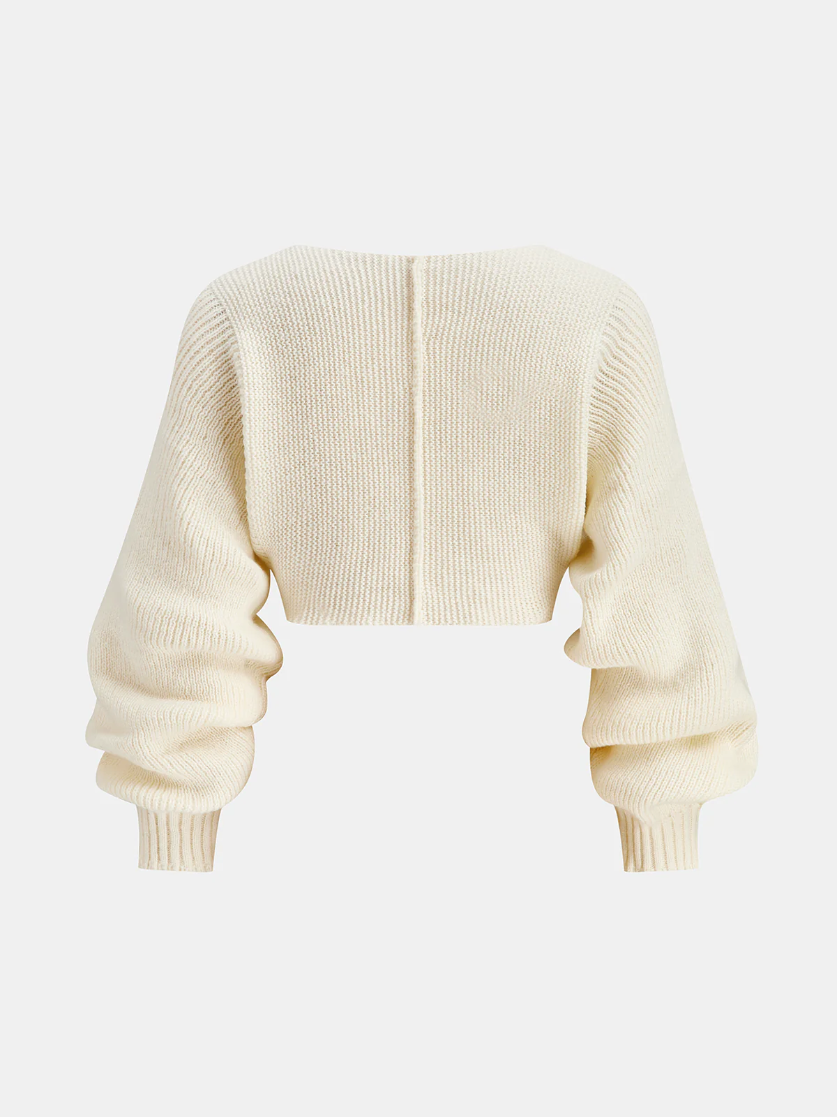 V-Neck Long-Sleeve Cropped Sweater - Image 2