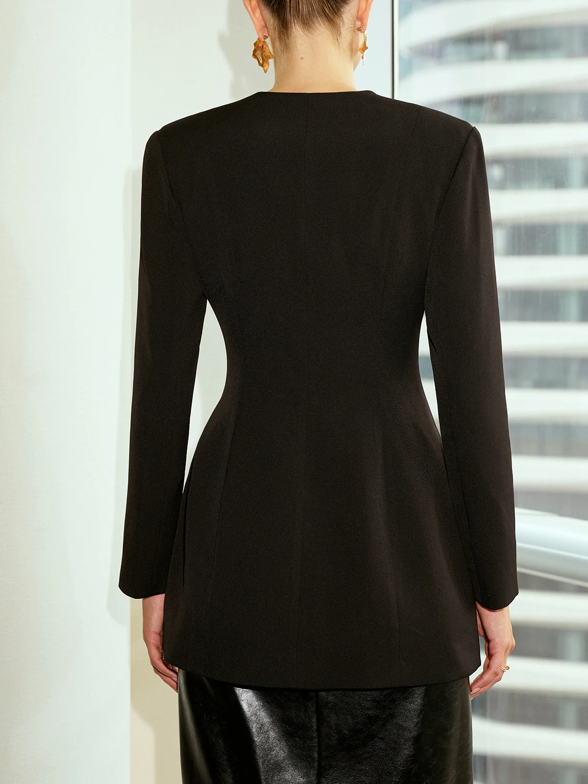 V-Neck Metal Button Blazer - Image 7