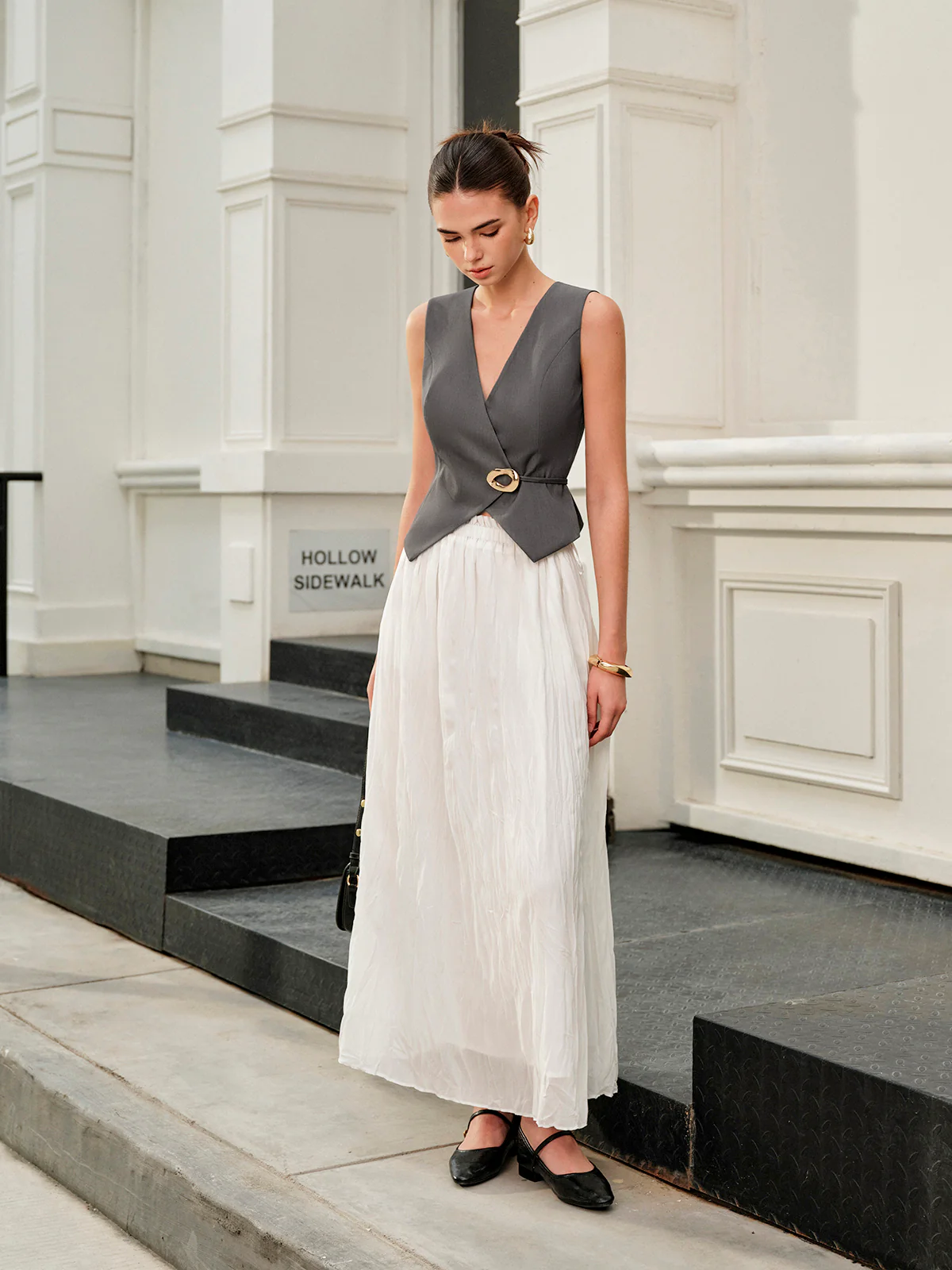 V-Neck Metal Tie-Back Vest With Belt - Image 4