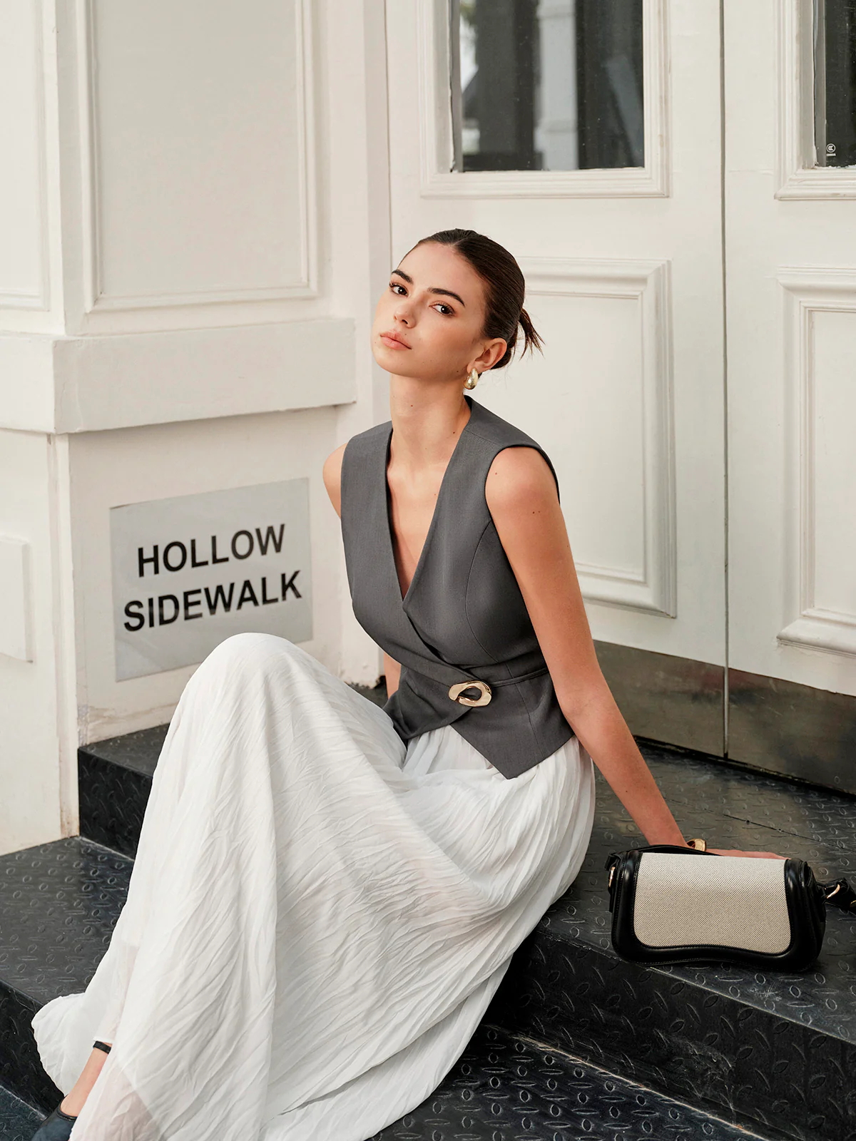V-Neck Metal Tie-Back Vest With Belt - Image 6