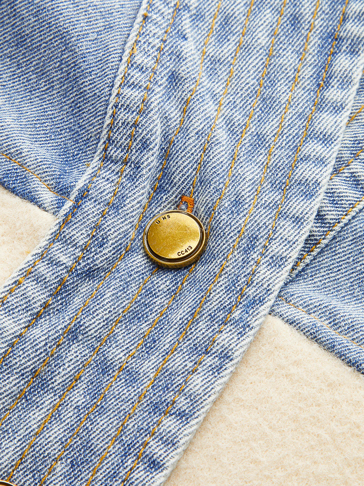 V-Neck Paneled Denim Cardigan - Image 2