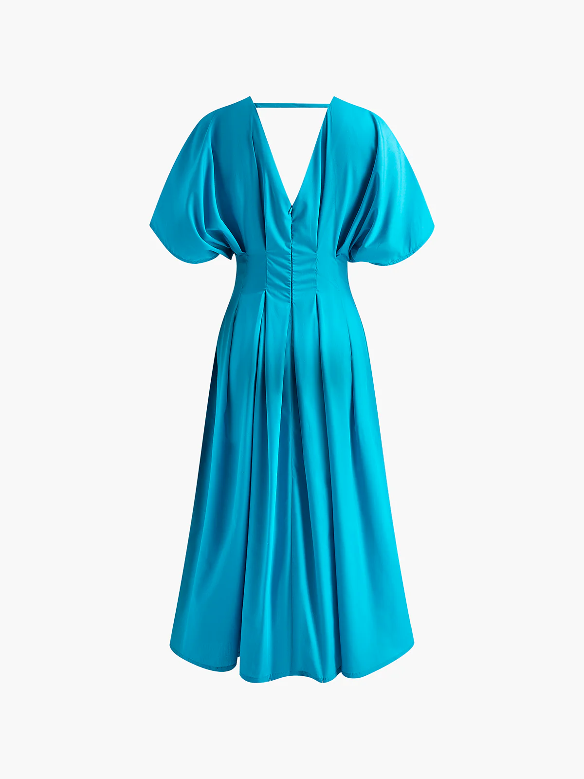 V-Neck Pleated Bell-Sleeve Dress - Image 3