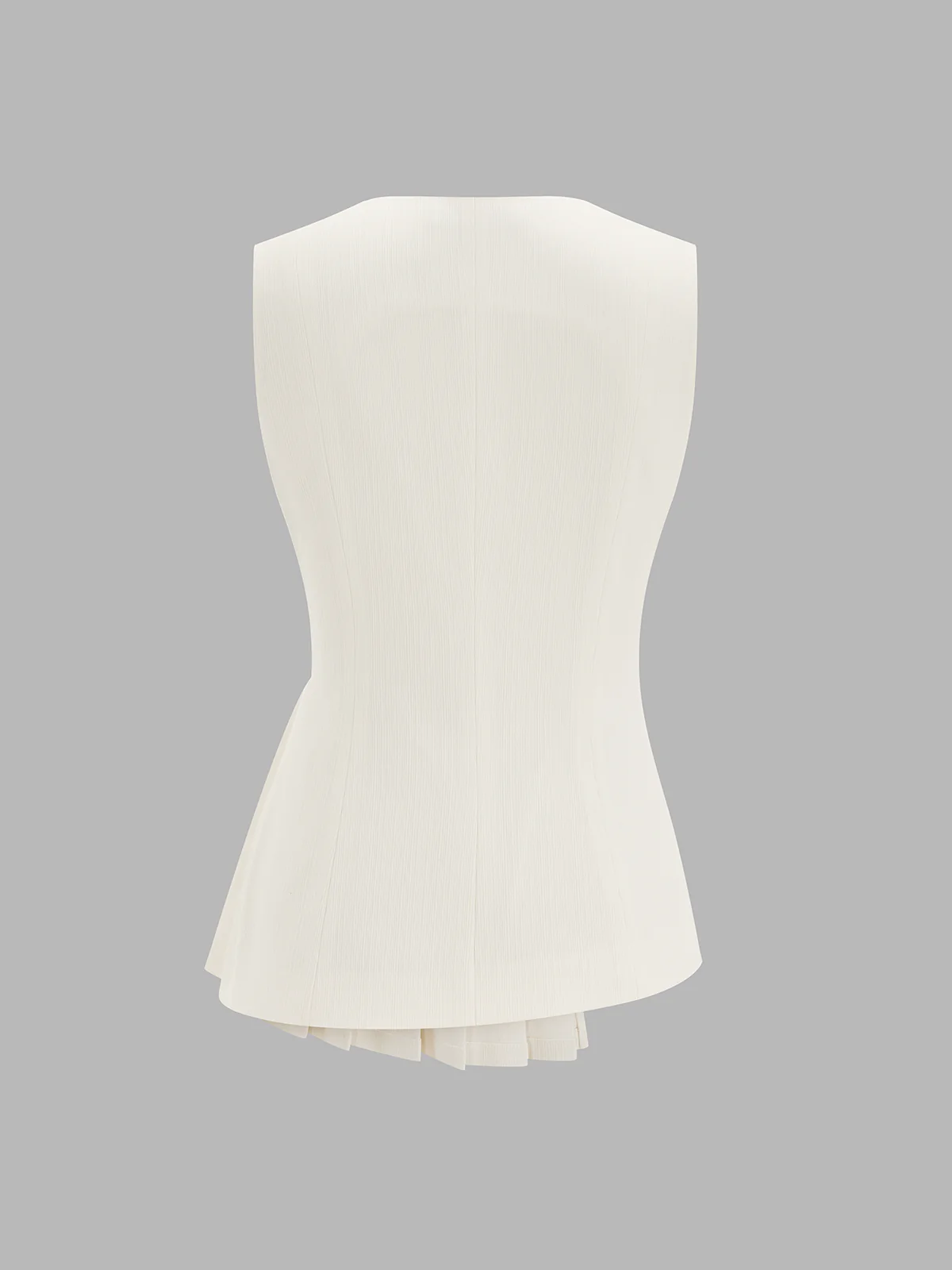 V-Neck Pleated Sleeveless Vest - Image 3