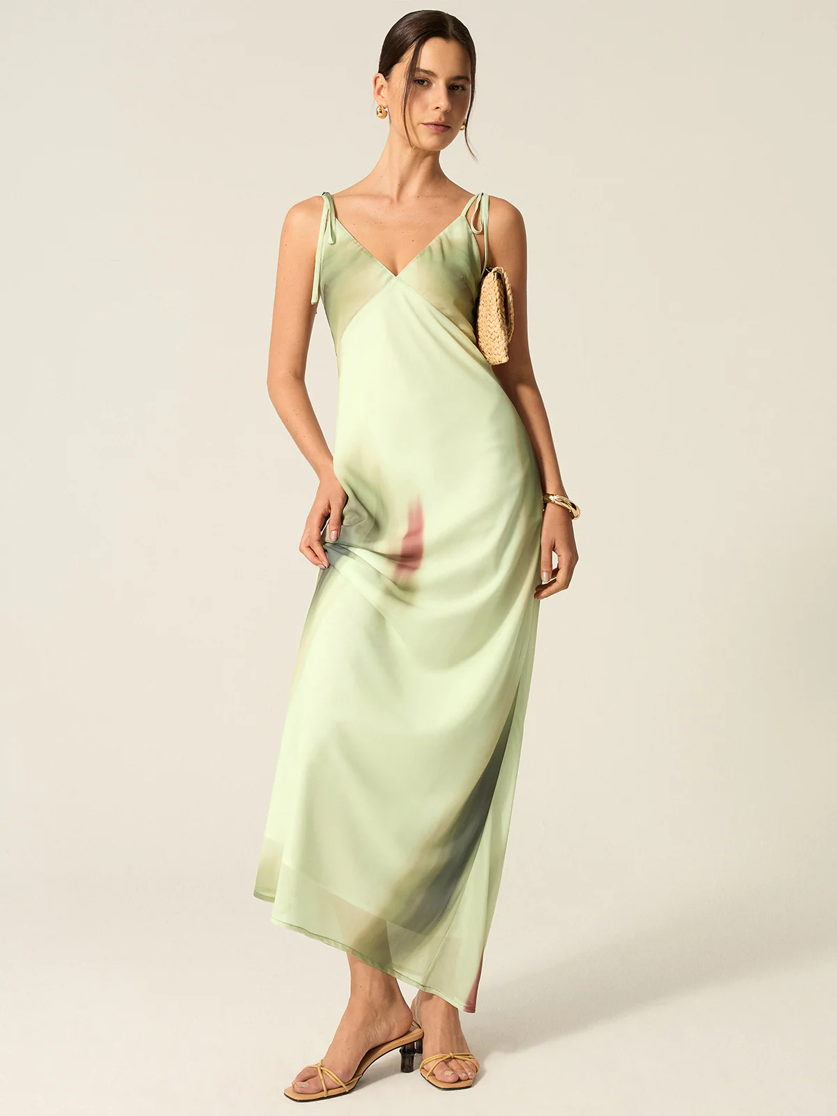 V-Neck Printed Maxi Dress - Image 2