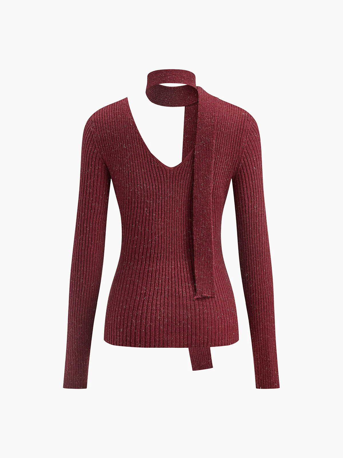 V-Neck Ribbon Sweater - Image 2