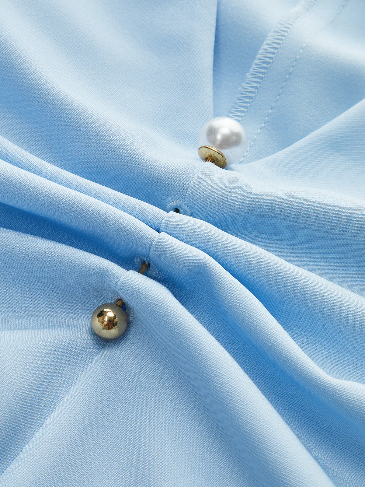 V-Neck Ruched Top with Pearl Detail - Image 2