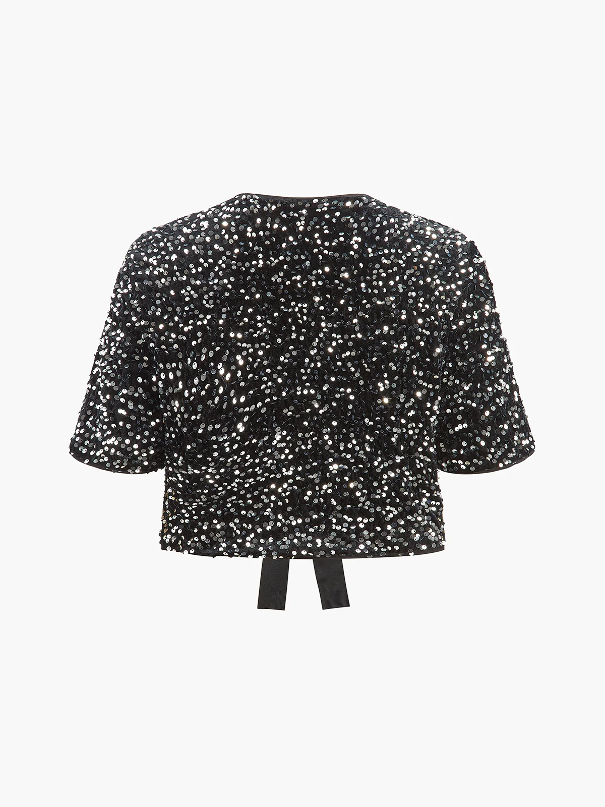 V-Neck Sequins Bow Blouse - Image 4