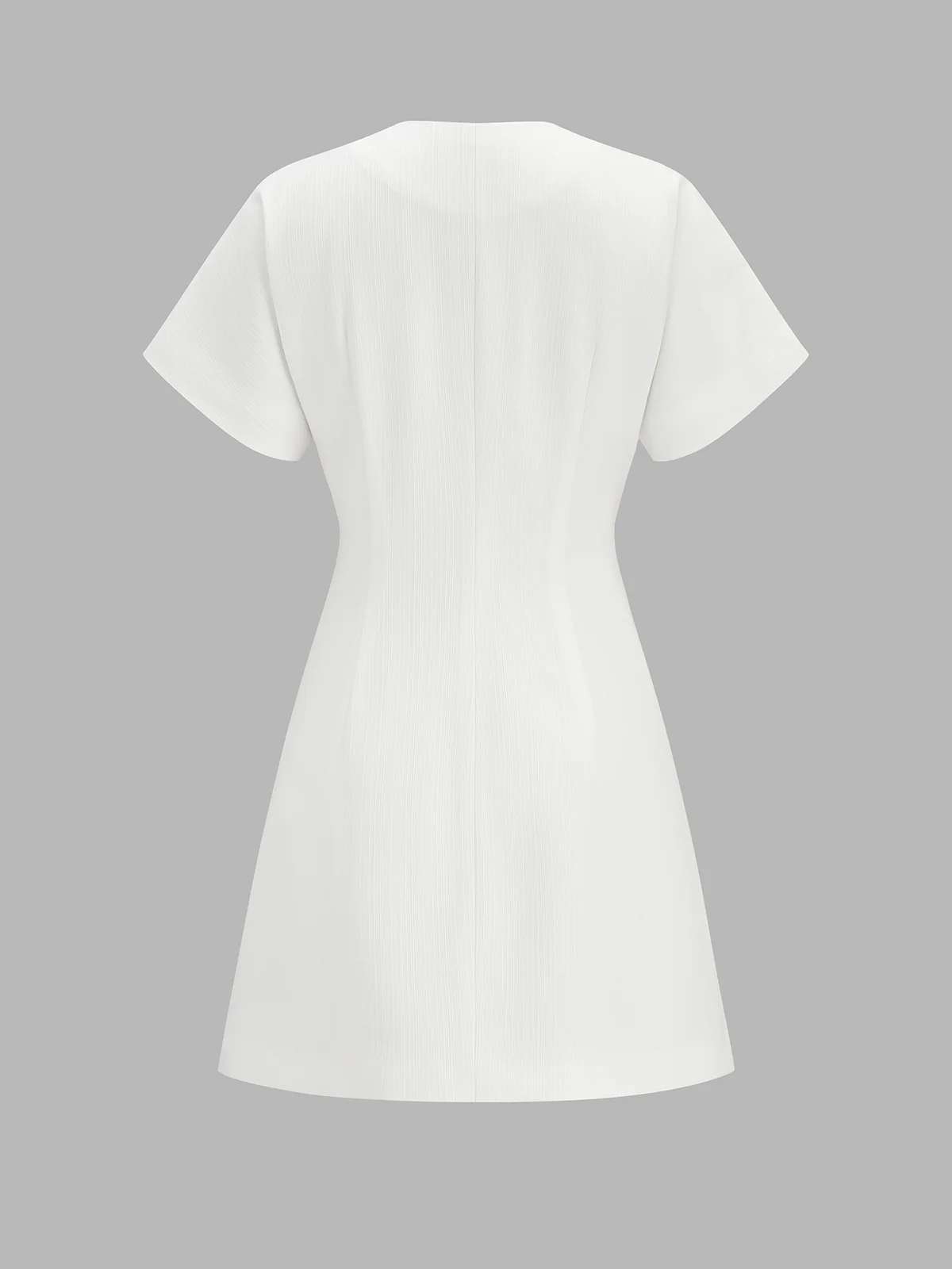 V Neck Short Sleeve Metal Button Mini Dress - Image 2