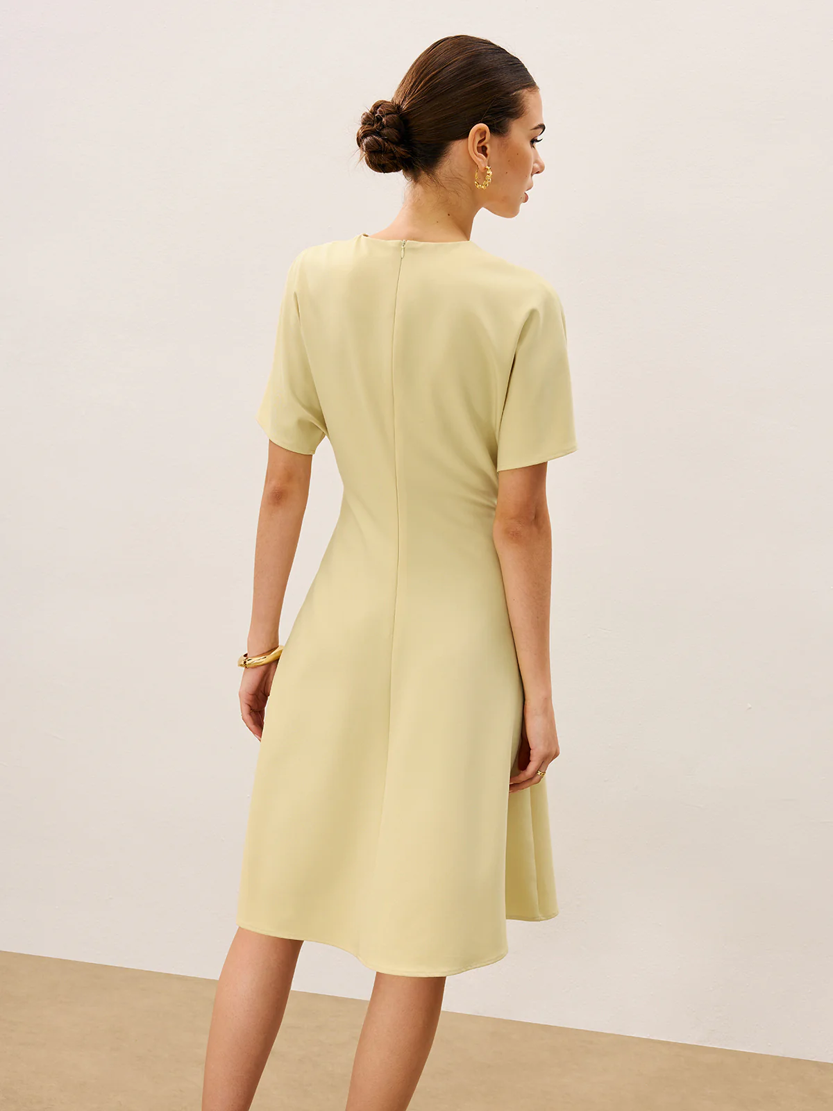 V-Neck Short Sleeve Midi Dress - Image 6