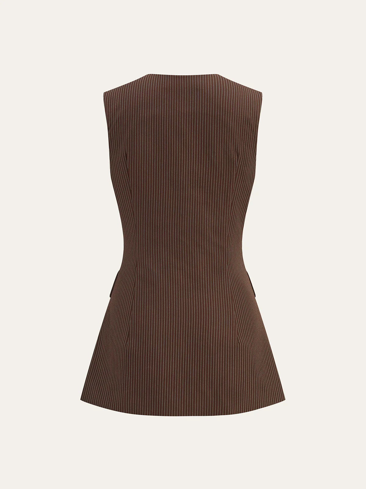 V-Neck Striped Metal Button Tank Top - Image 3