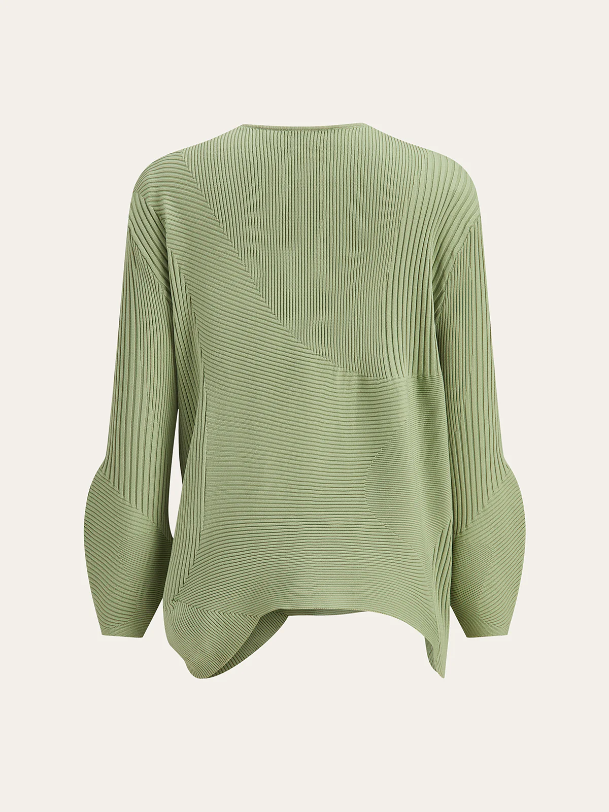 V-Neck Textured Asymmetric Hem Knit Sweater - Image 3
