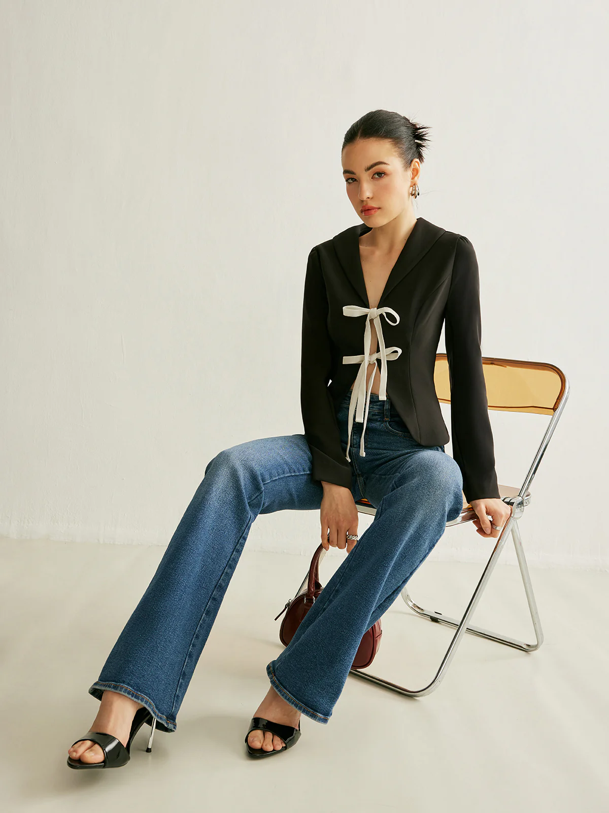 V-Neck Tie Front Blazer - Image 4