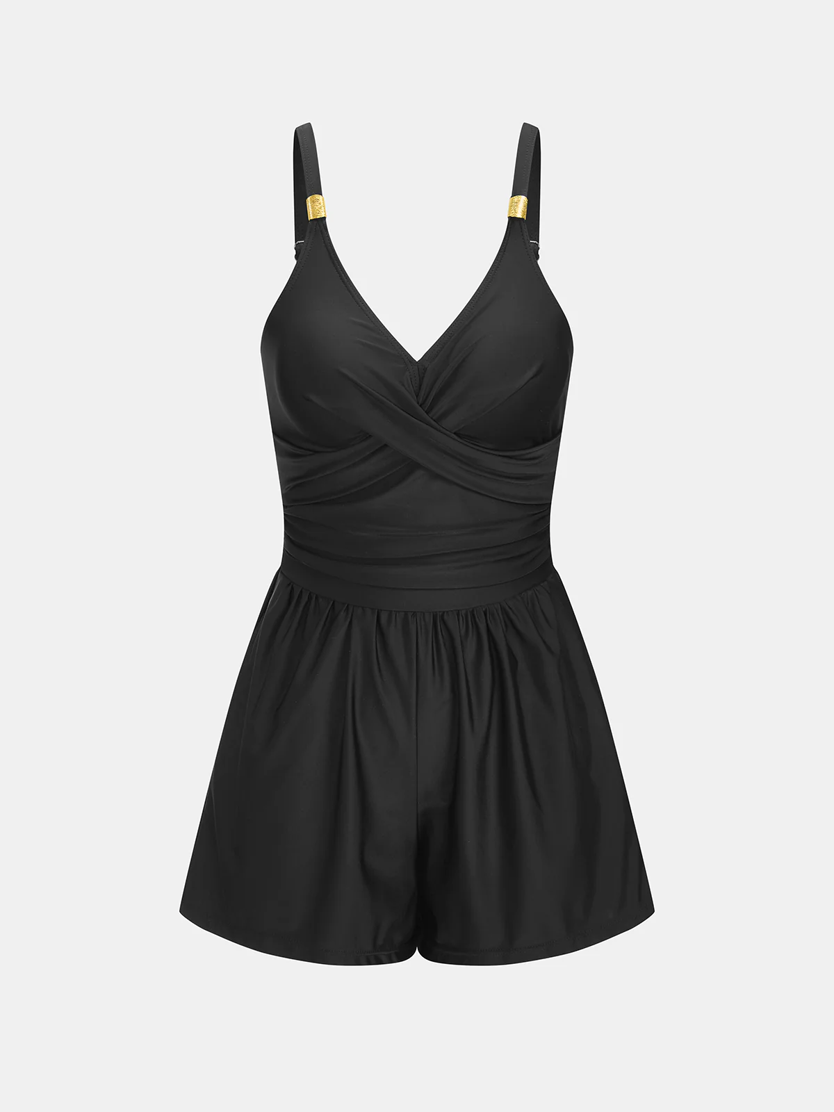 V-Neck Twist One Piece Romper Swimsuit - Image 2