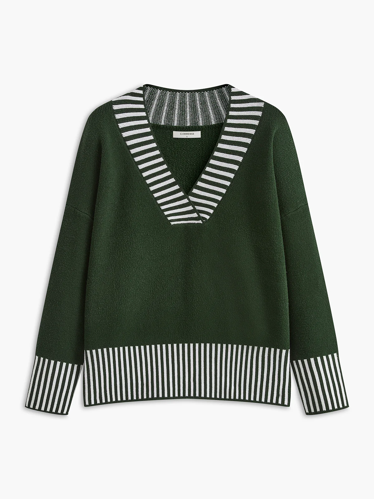 V-Neck Two-Tone Striped Sweater - Image 4