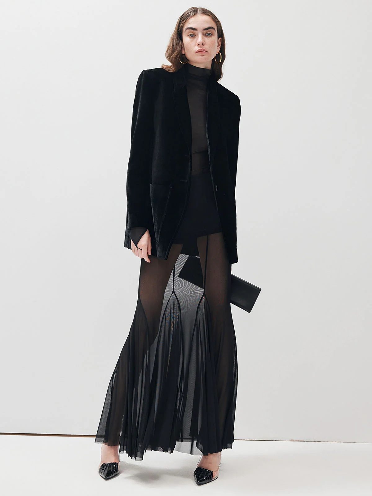 V-Neck Velvet Button Blazer - Image 5